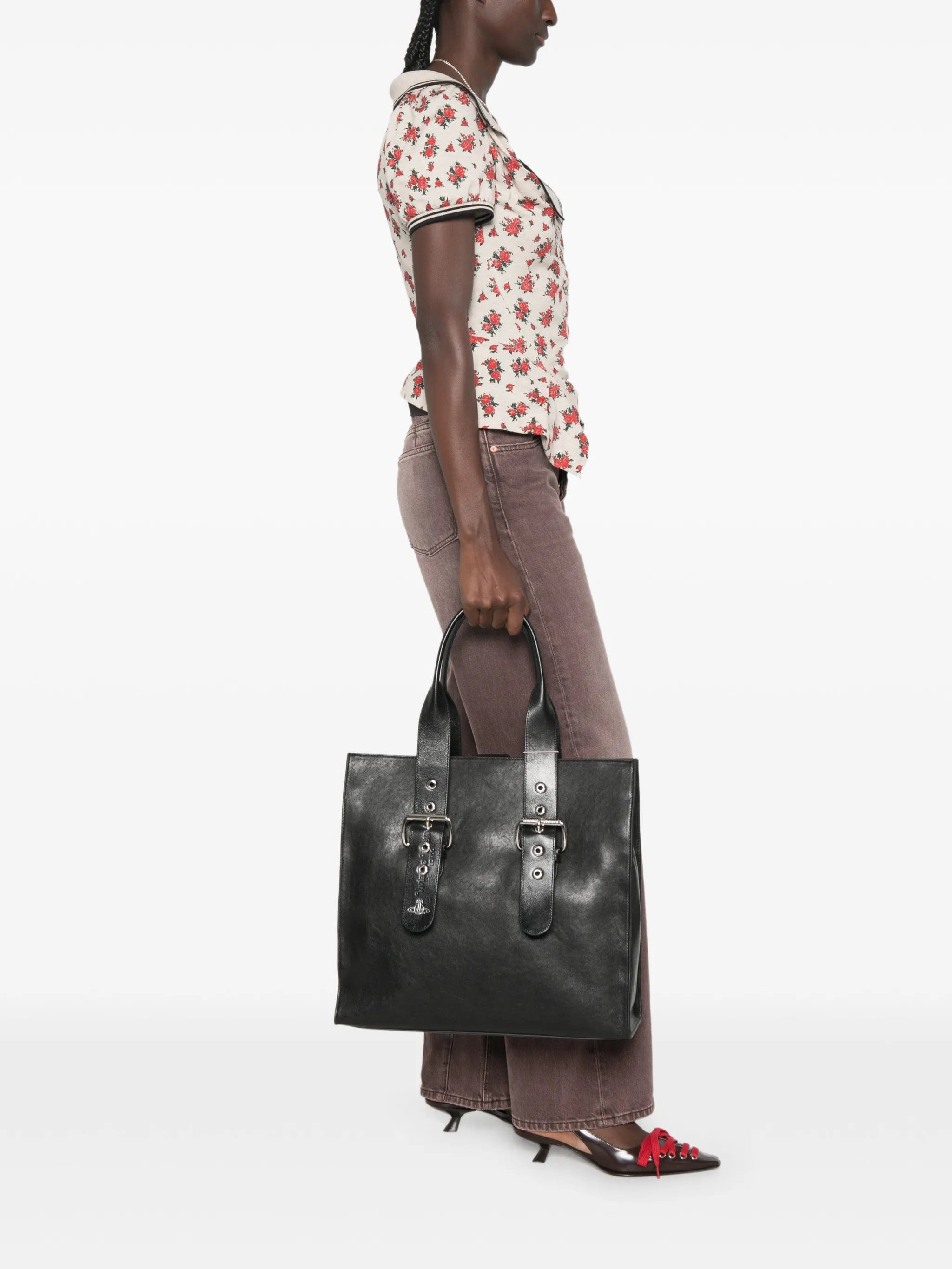Vivienne Westwood Alex buckle - detail leather tote bag