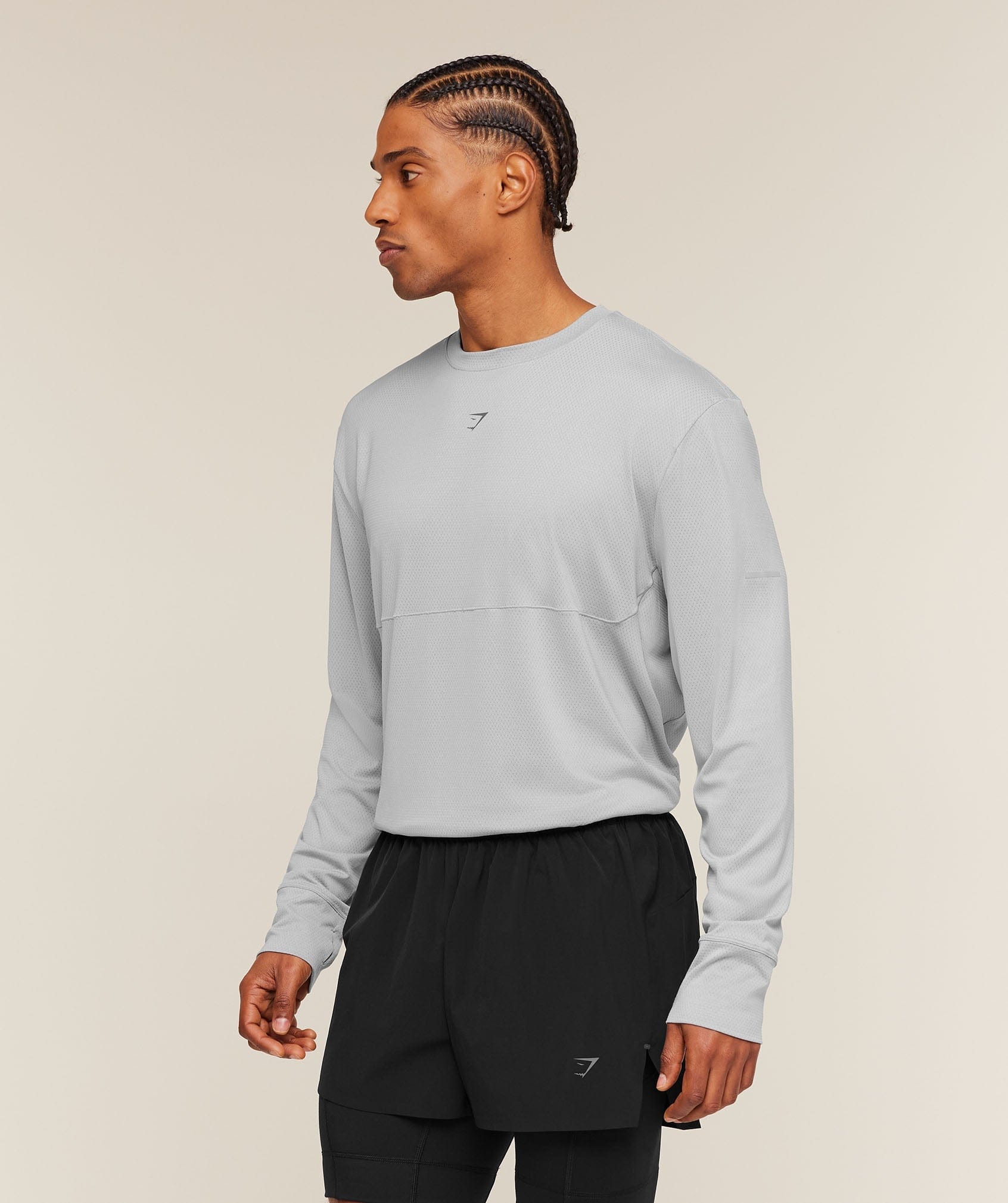Gymshark Running Long Sleeve T - Shirt Stratus Grey