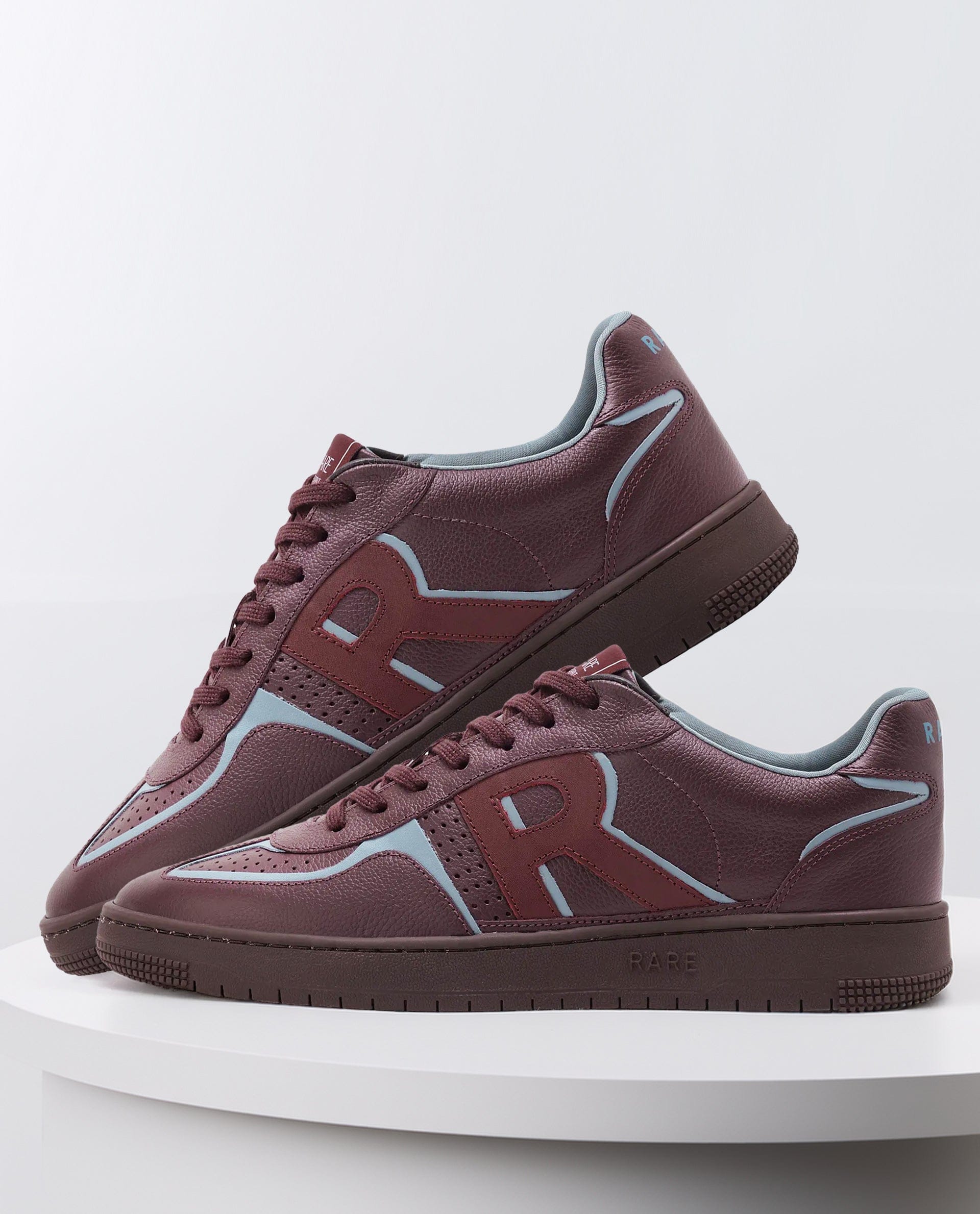 RAREZ Rare Rabbit Men Ascend Burgundy Dual Tone Genuine Leather Lace - Up Low Top Sneaker Shoes