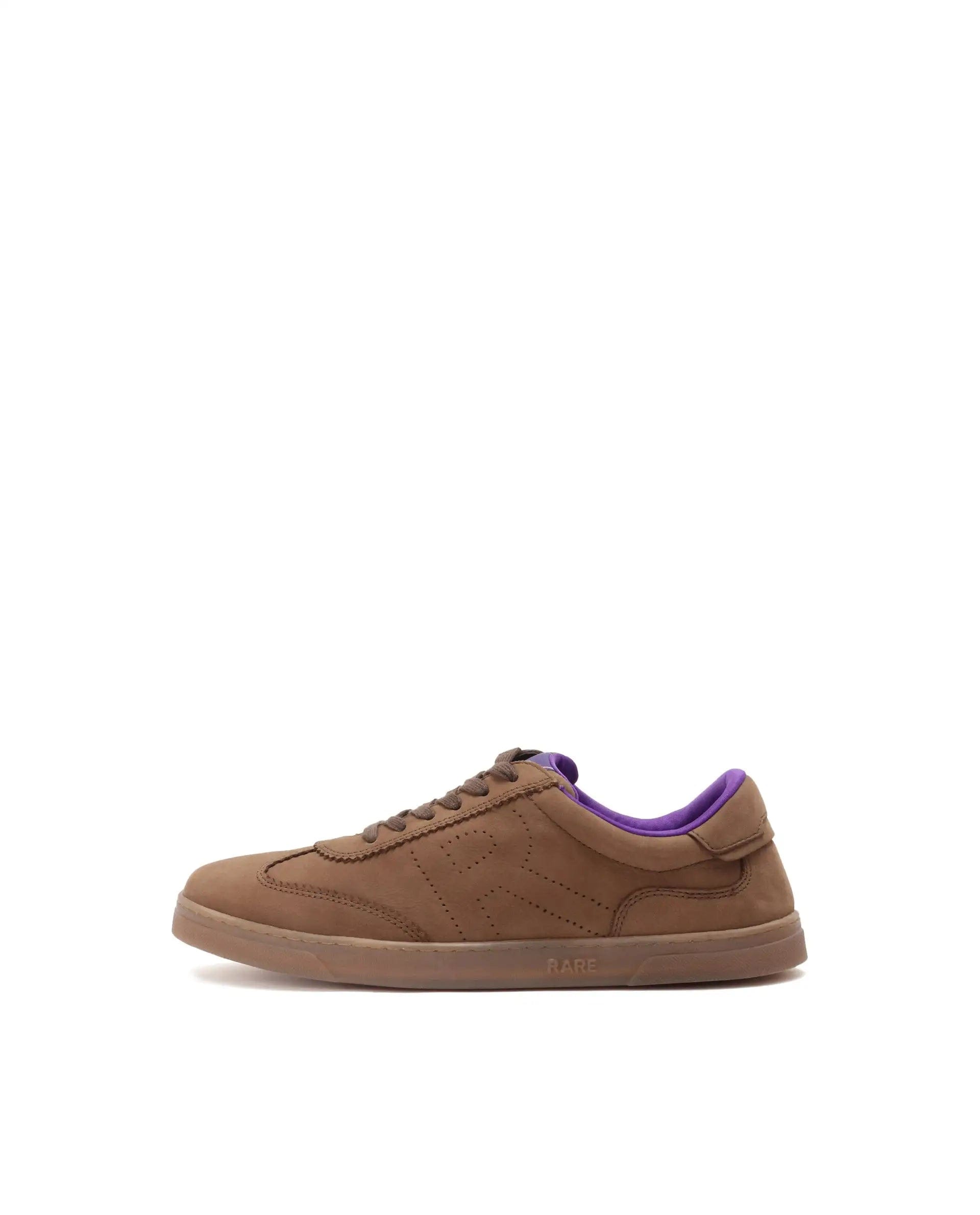 RAREZ Rare Rabbit Mens Magellan Brown Premium Nubuck Lace Up Low Top Round Toe Sneaker Shoes