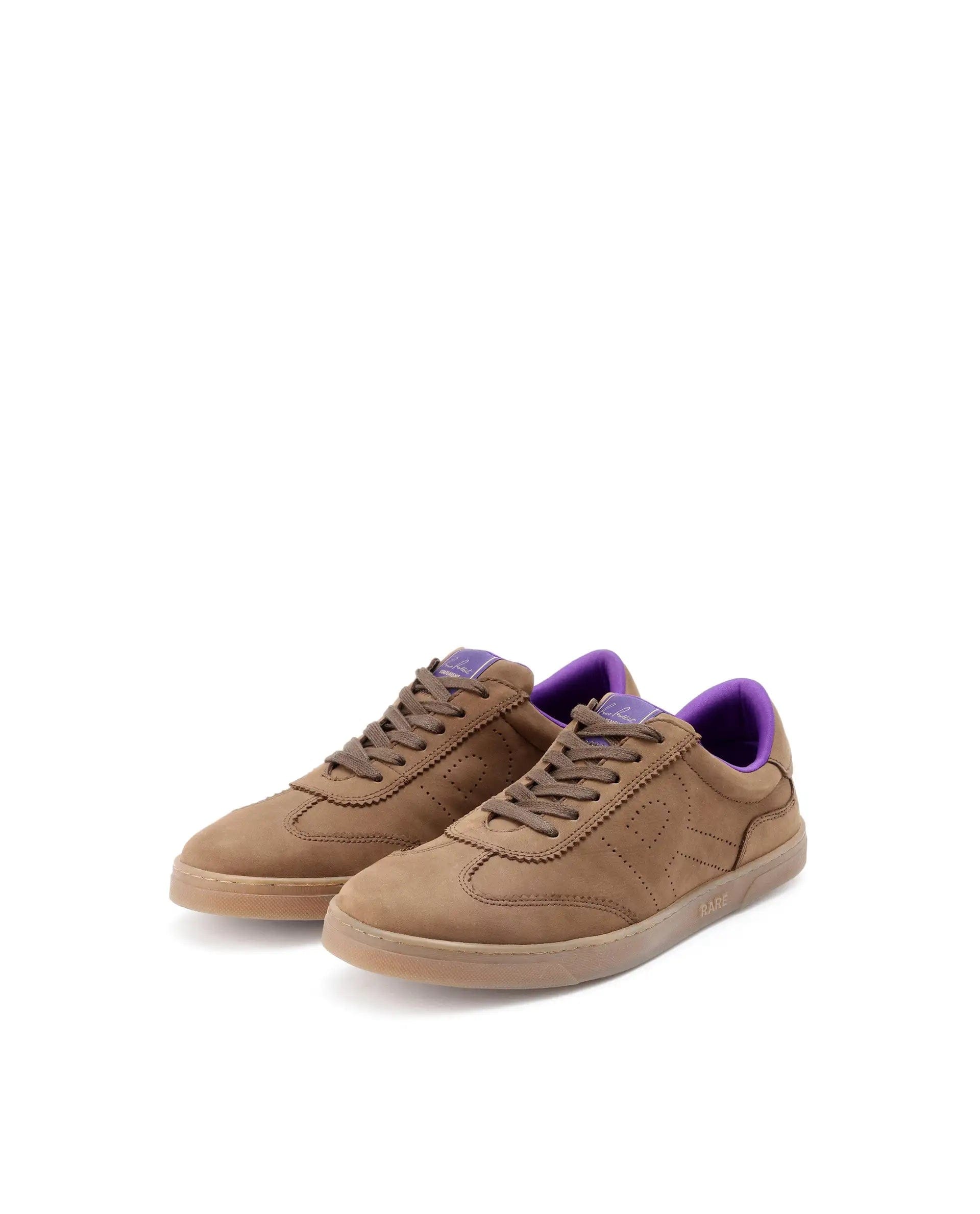 RAREZ Rare Rabbit Mens Magellan Brown Premium Nubuck Lace Up Low Top Round Toe Sneaker Shoes
