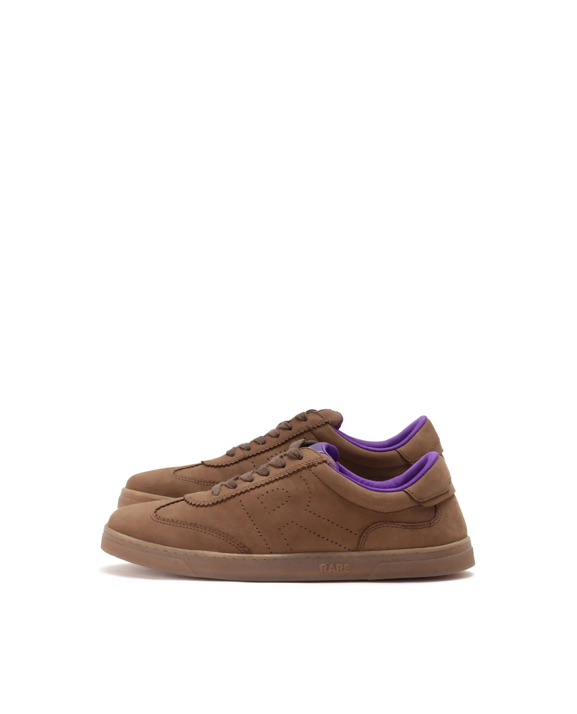RAREZ Rare Rabbit Mens Magellan Brown Premium Nubuck Lace Up Low Top Round Toe Sneaker Shoes