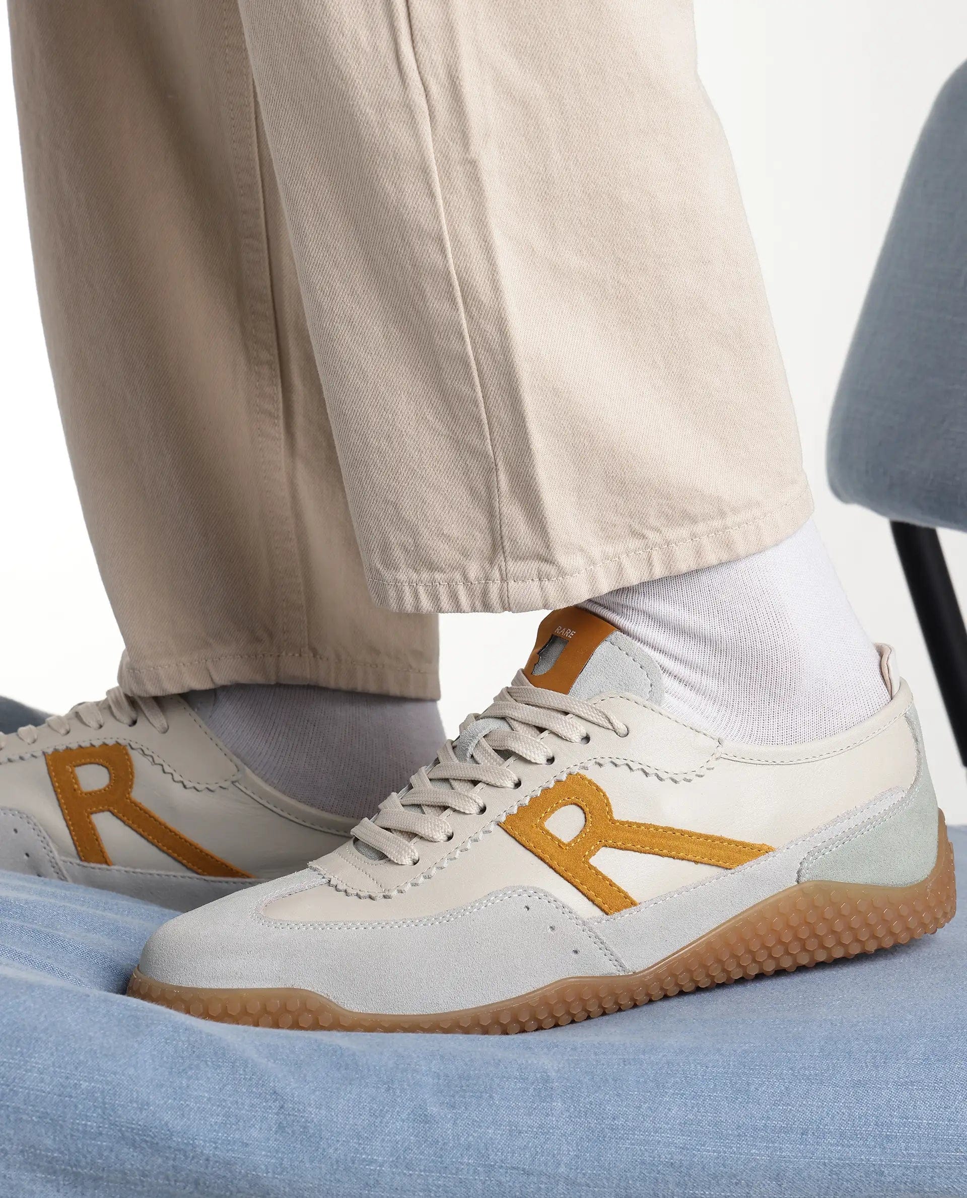 RAREZ Rare Rabbit Men's Membo Mustard Leather Sneaker