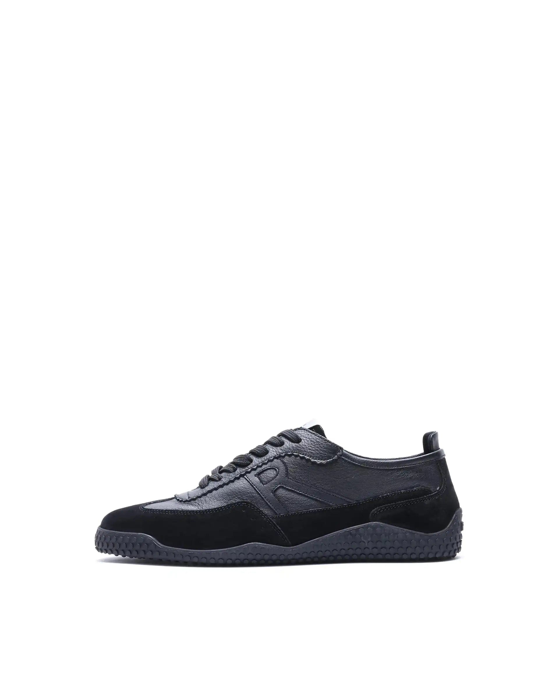 RAREZ Rare Rabbit Men's Membo Black Leather Fabric Sneaker