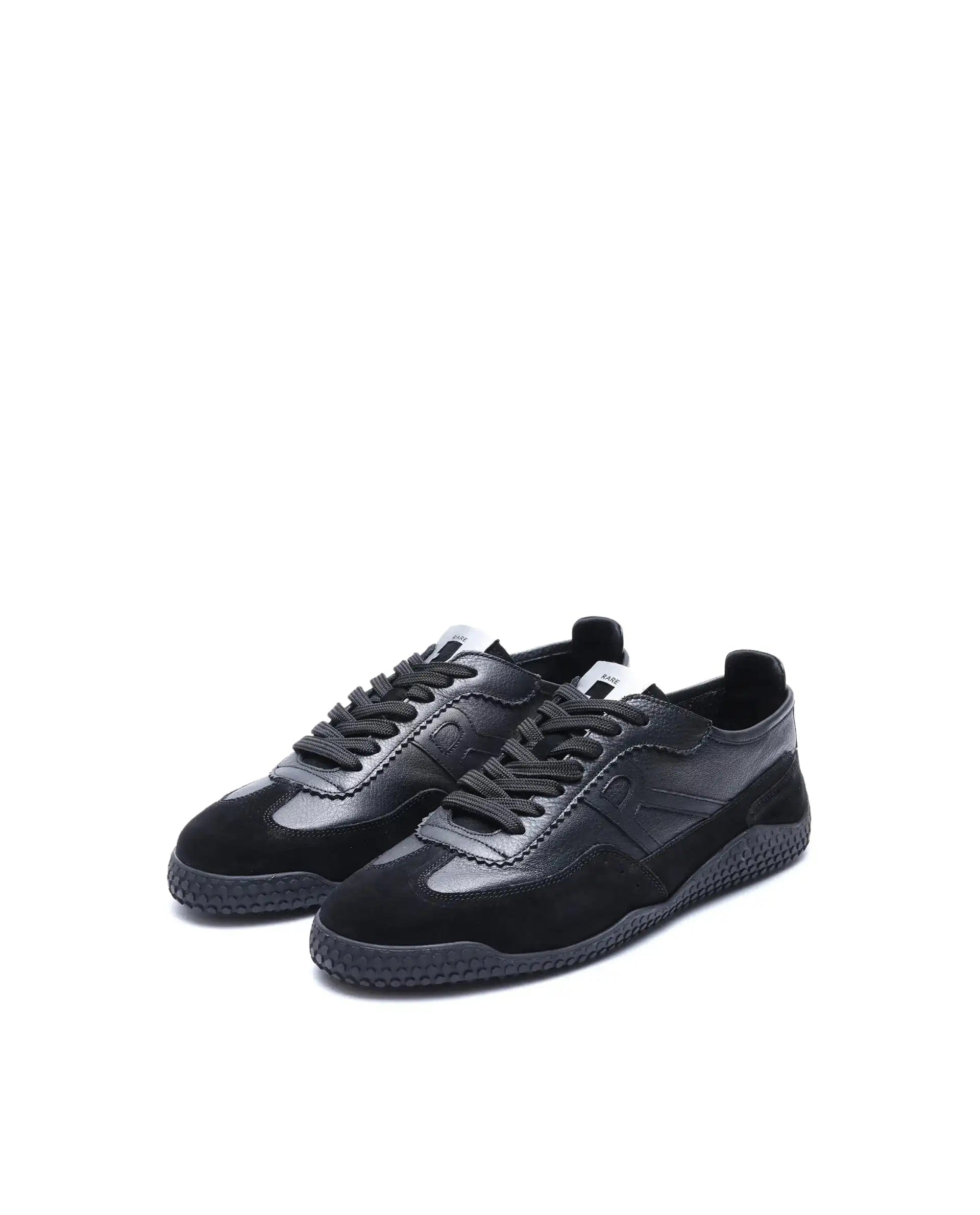 RAREZ Rare Rabbit Men's Membo Black Leather Fabric Sneaker