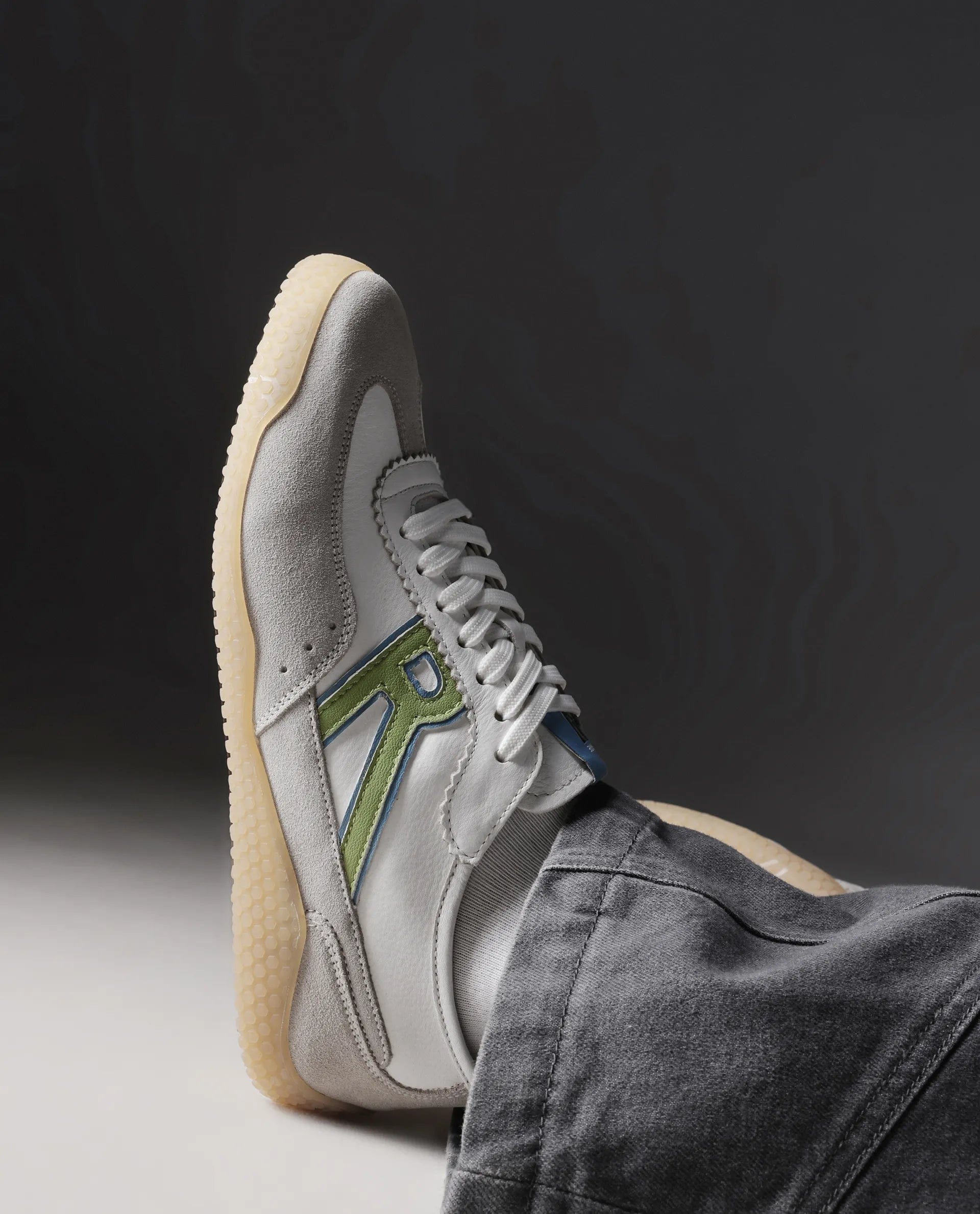 RAREZ Rare Rabbit Men's Membo White Leather Fabric Sneaker
