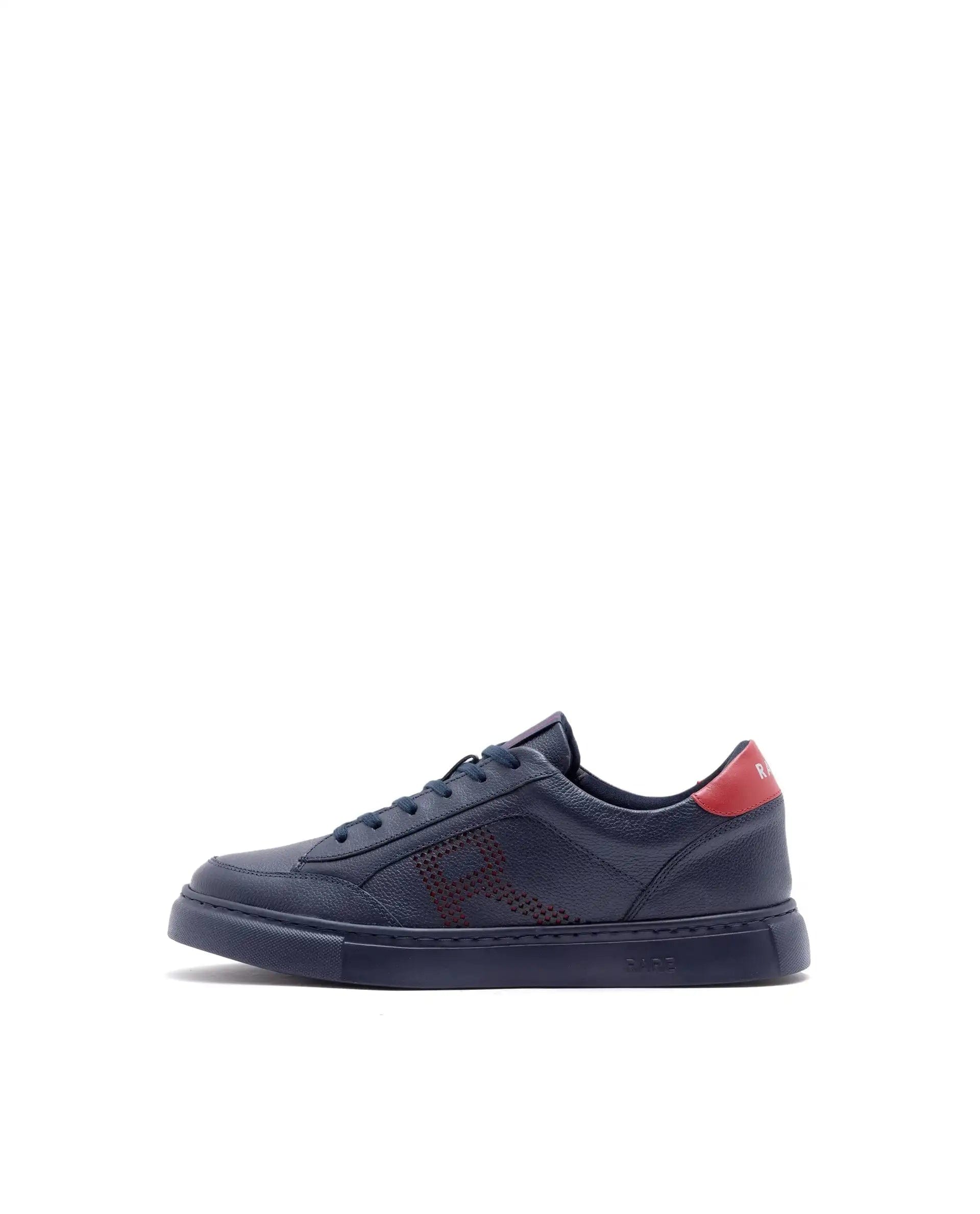 RAREZ Rare Rabbit Men Vortex Navy Low - Top Genuine Leather Lazer Lace - Up Sneaker Shoes