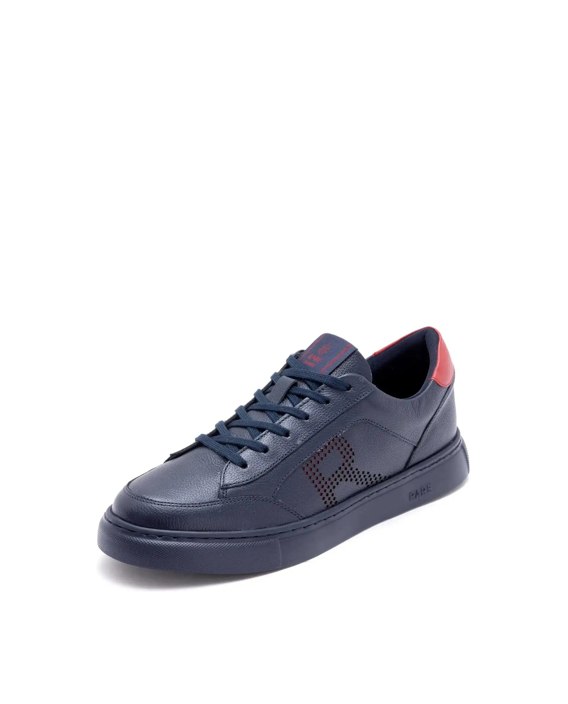 RAREZ Rare Rabbit Men Vortex Navy Low - Top Genuine Leather Lazer Lace - Up Sneaker Shoes