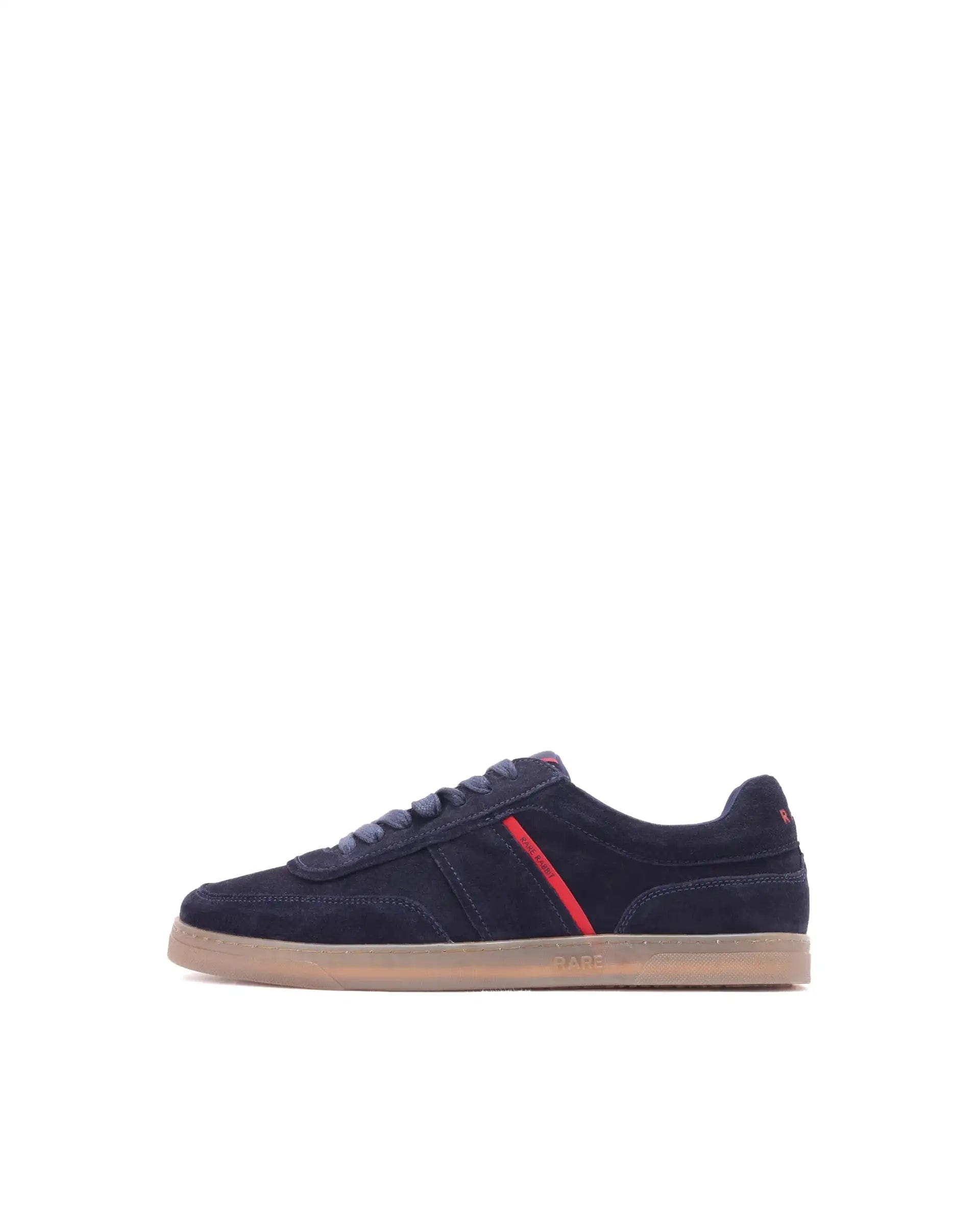 RAREZ Rare Rabbit Men Kairos Navy Premium Suede Leather Low - Top Lace - Up Sneaker Shoes