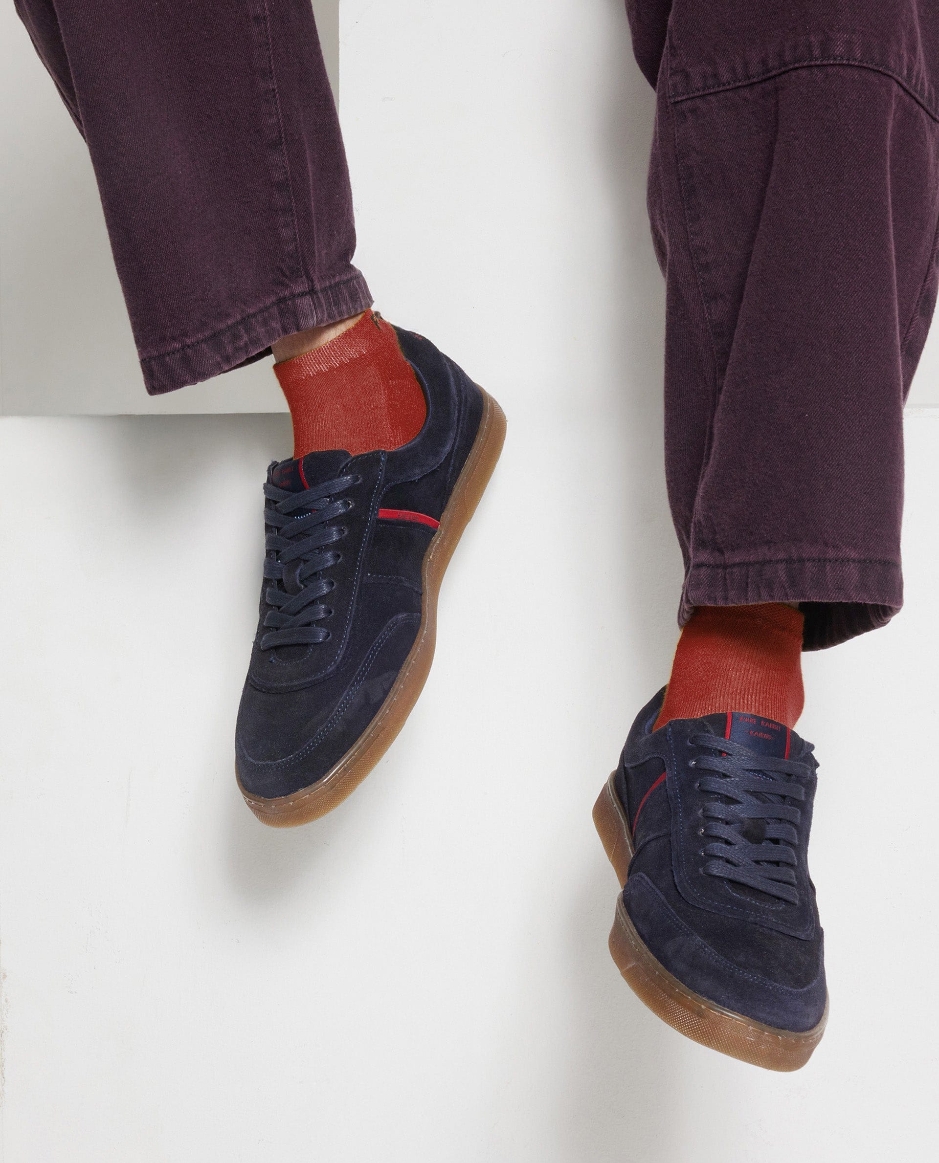 RAREZ Rare Rabbit Men Kairos Navy Premium Suede Leather Low - Top Lace - Up Sneaker Shoes