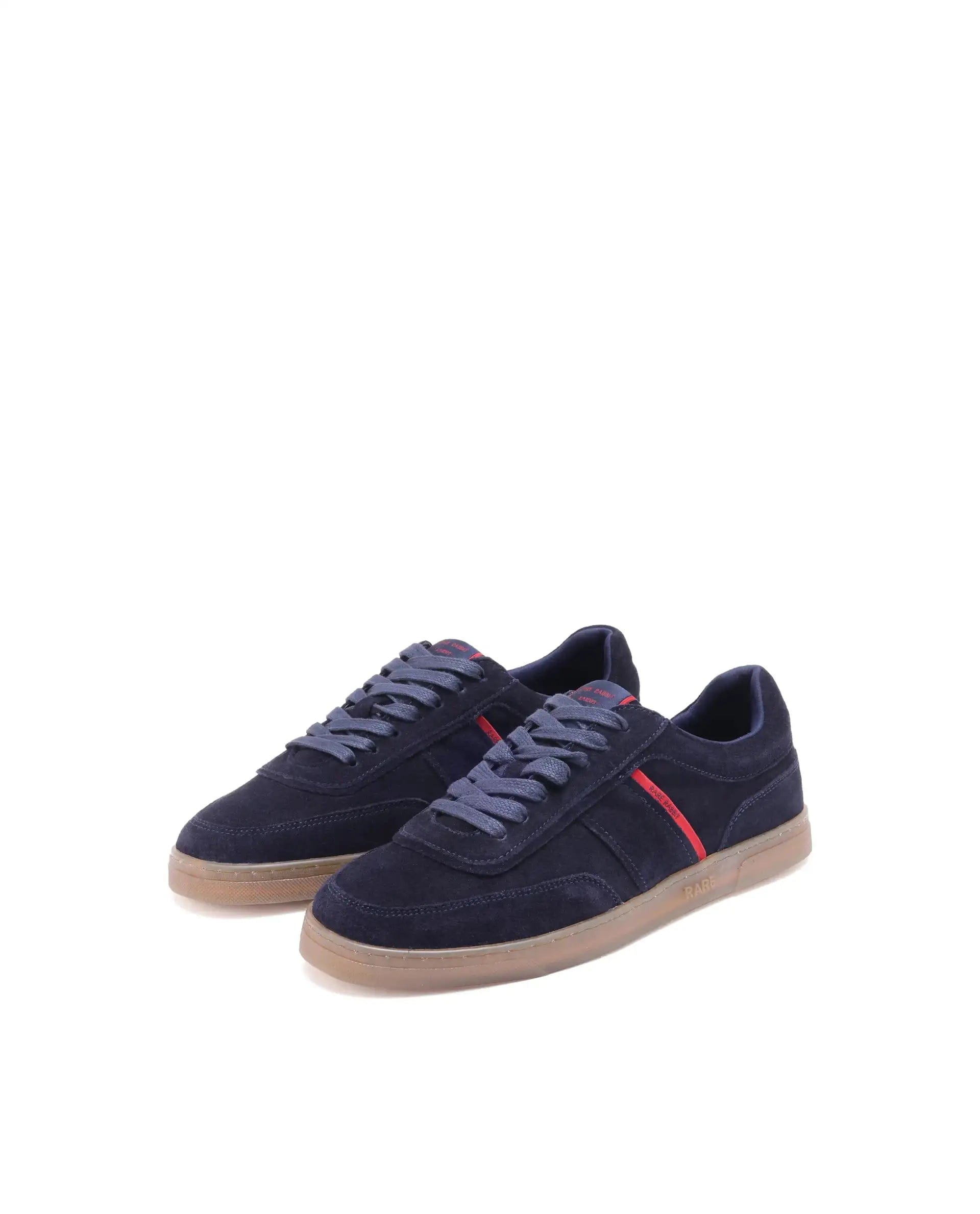 RAREZ Rare Rabbit Men Kairos Navy Premium Suede Leather Low - Top Lace - Up Sneaker Shoes