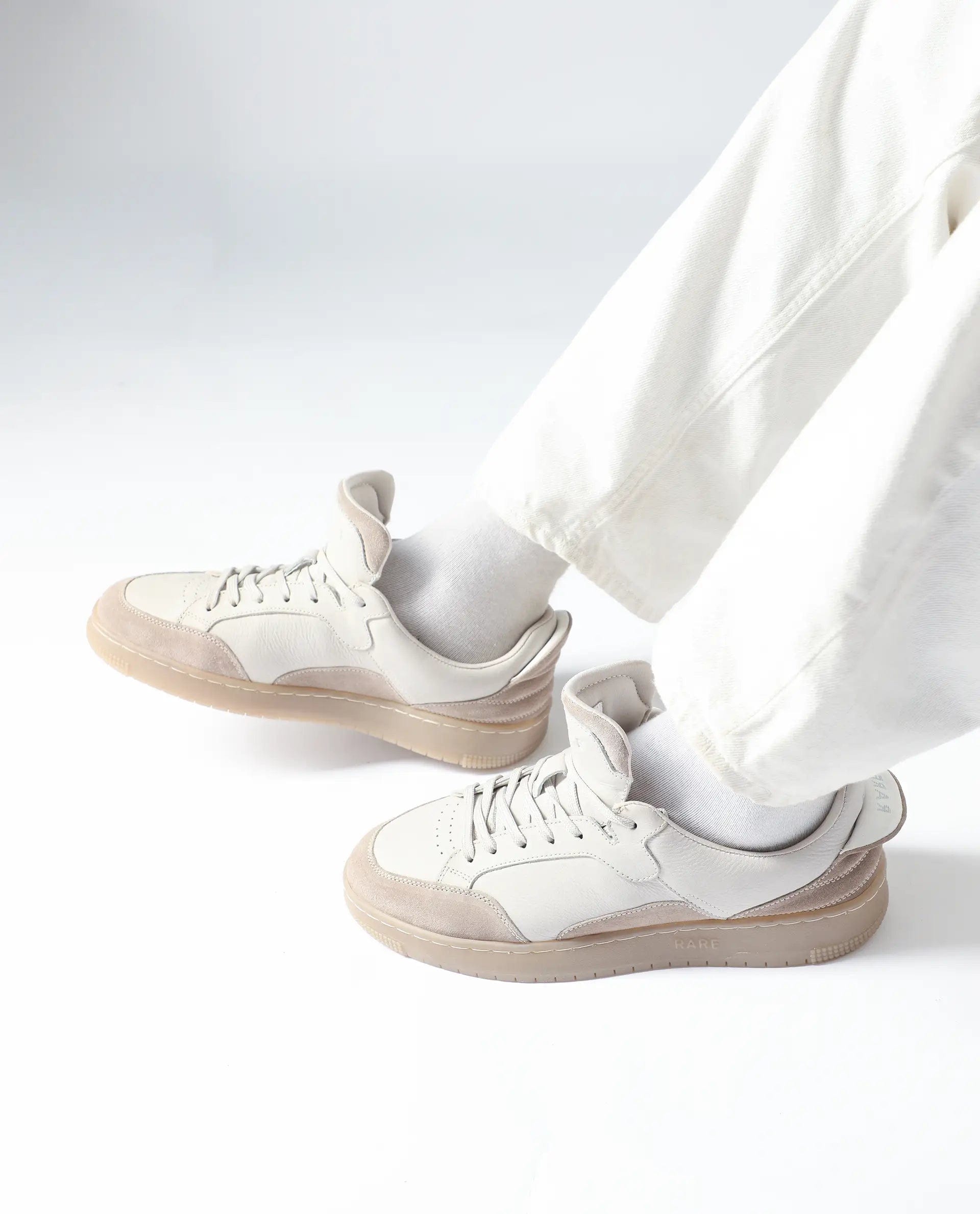 RAREZ Rare Rabbit Men's Lip Beige Lace - Up Closure Leather Sneaker