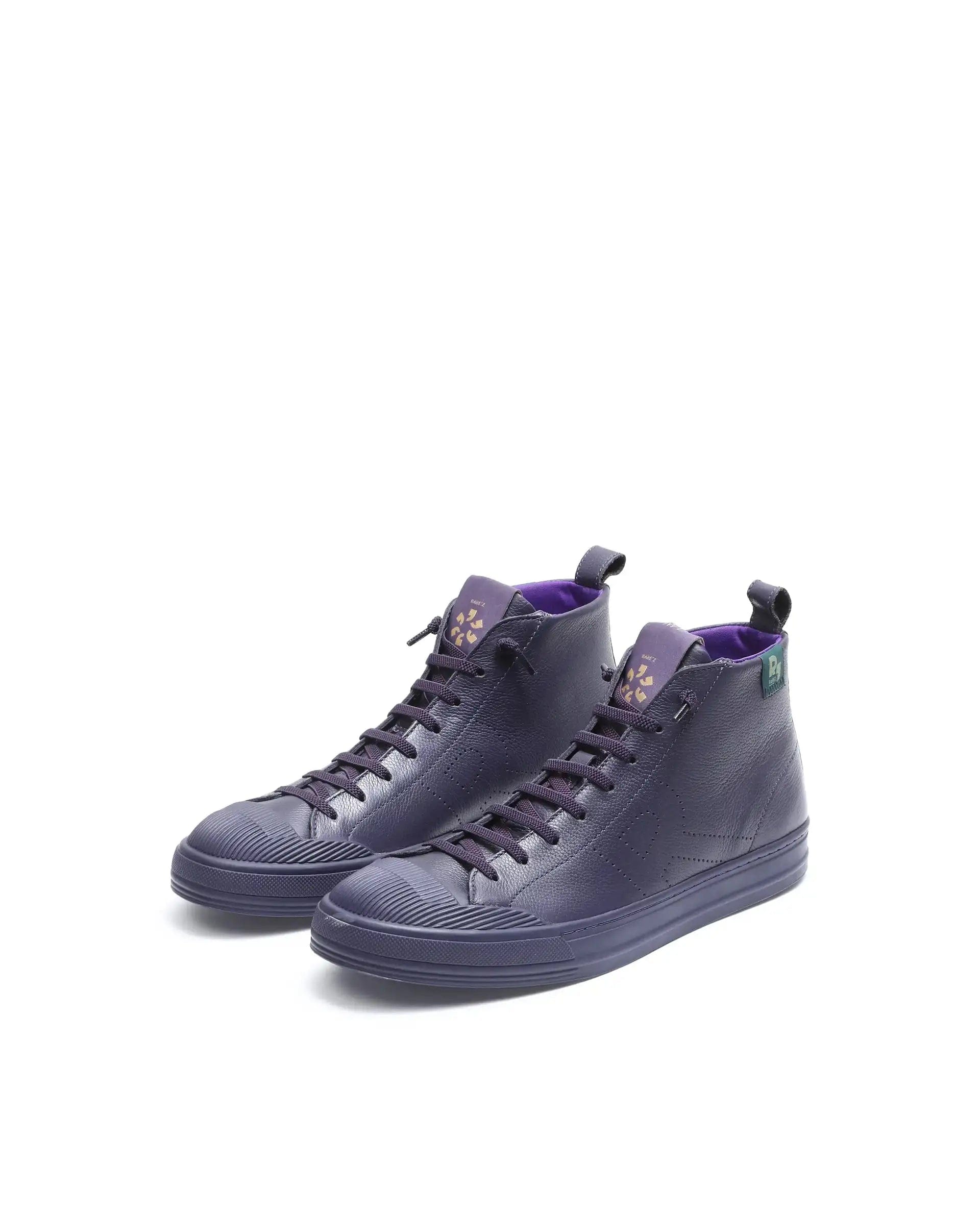 RAREZ Rare Rabbit Men Sauron Hi Pro Dark Purple Leather Lace - Up Closure Sneaker