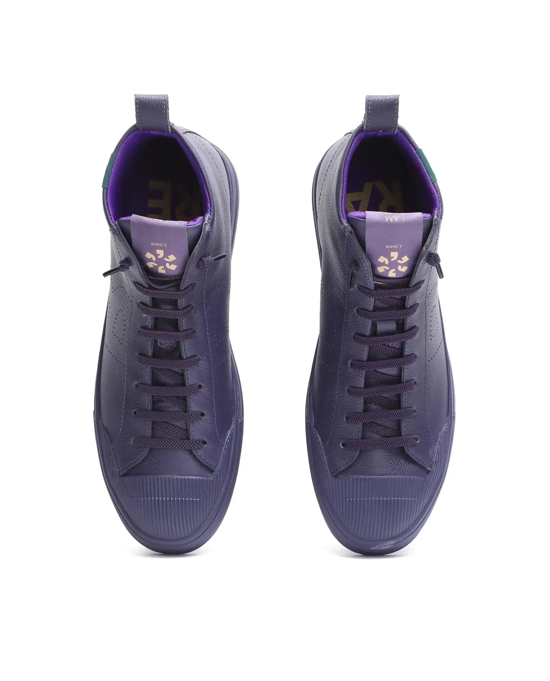 RAREZ Rare Rabbit Men Sauron Hi Pro Dark Purple Leather Lace - Up Closure Sneaker