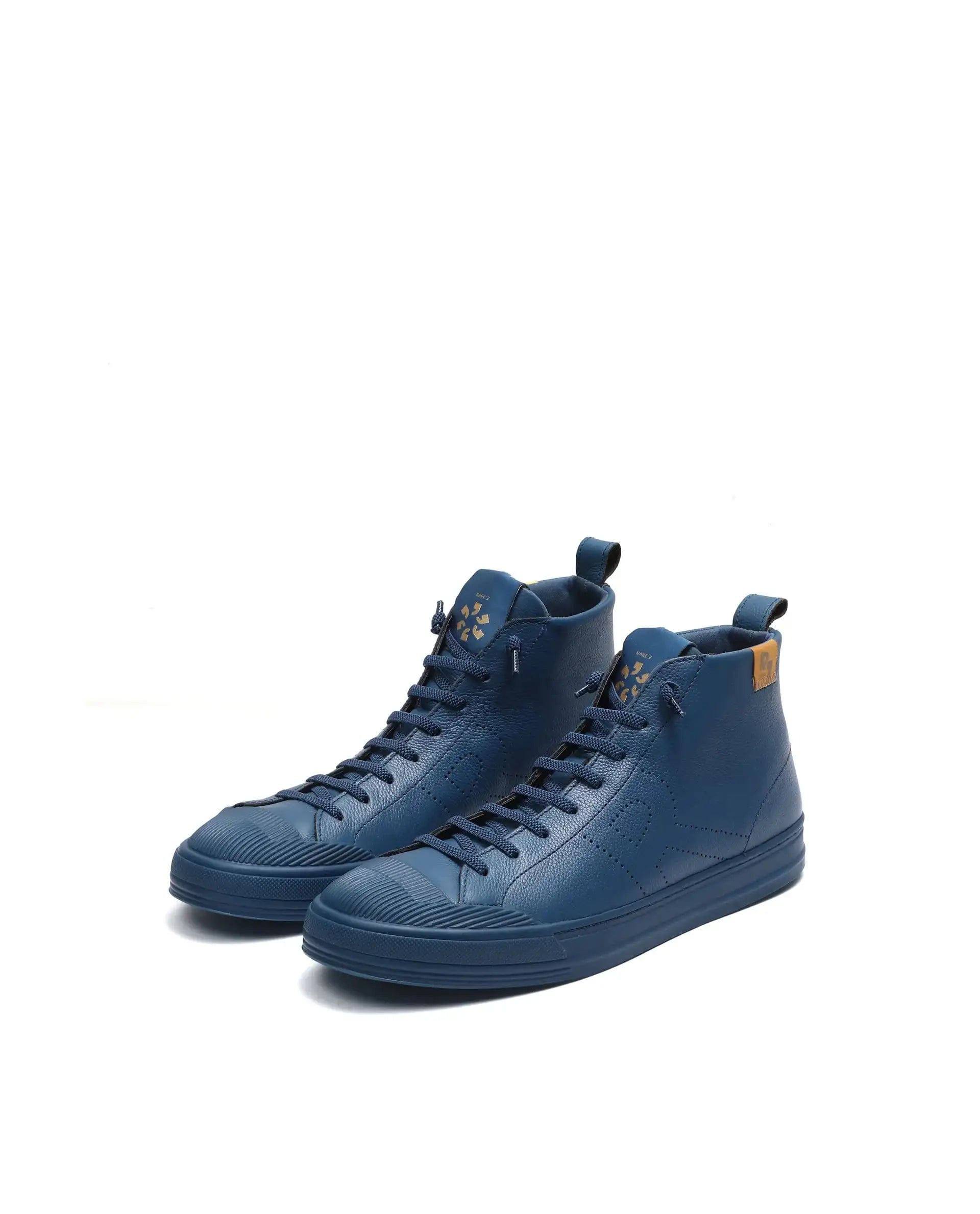 RAREZ Rare Rabbit Men Sauron Hi Pro Blue Leather Lace - Up Closure Sneaker