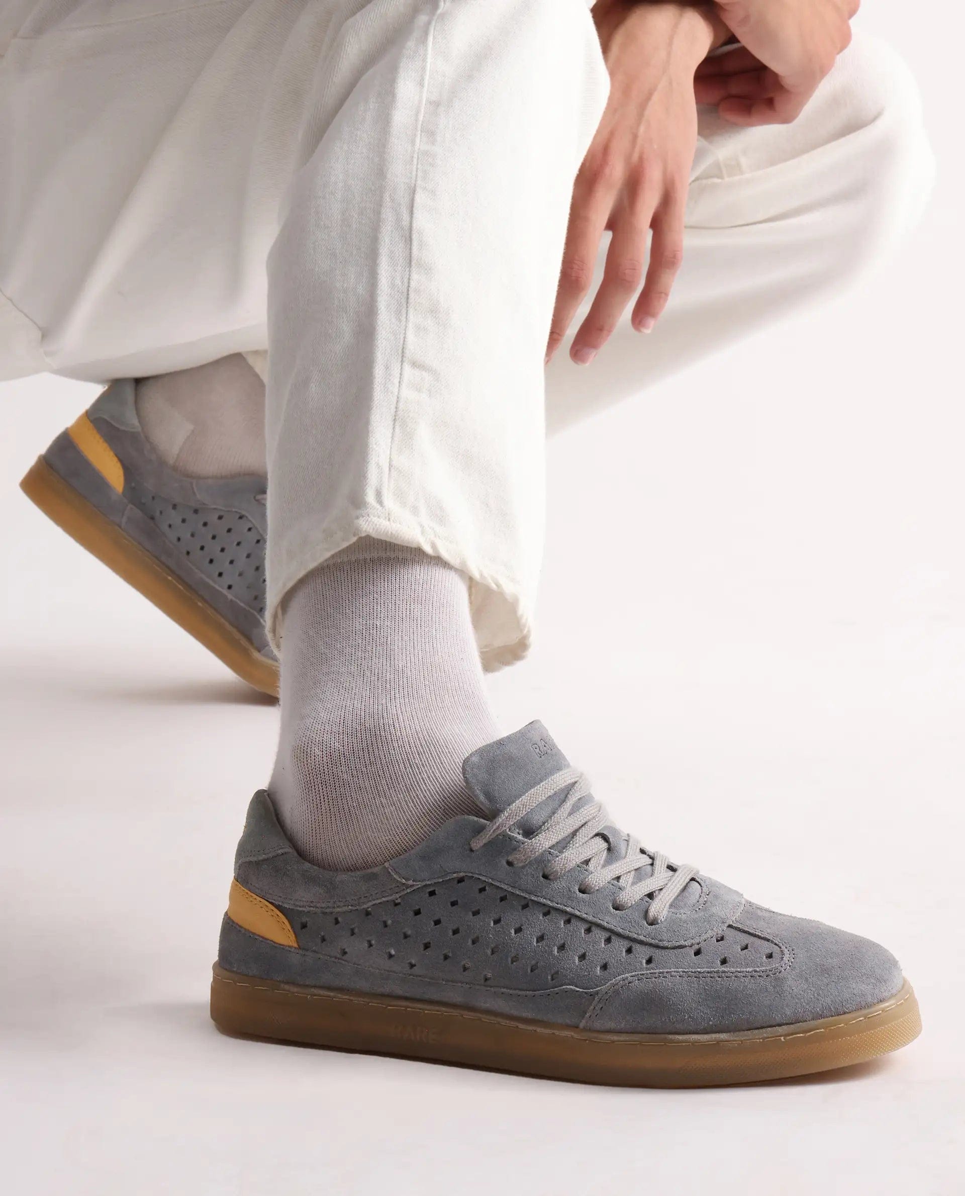 RAREZ Rare Rabbit Men Norma Grey Suede Lace - Up Closure Sneaker