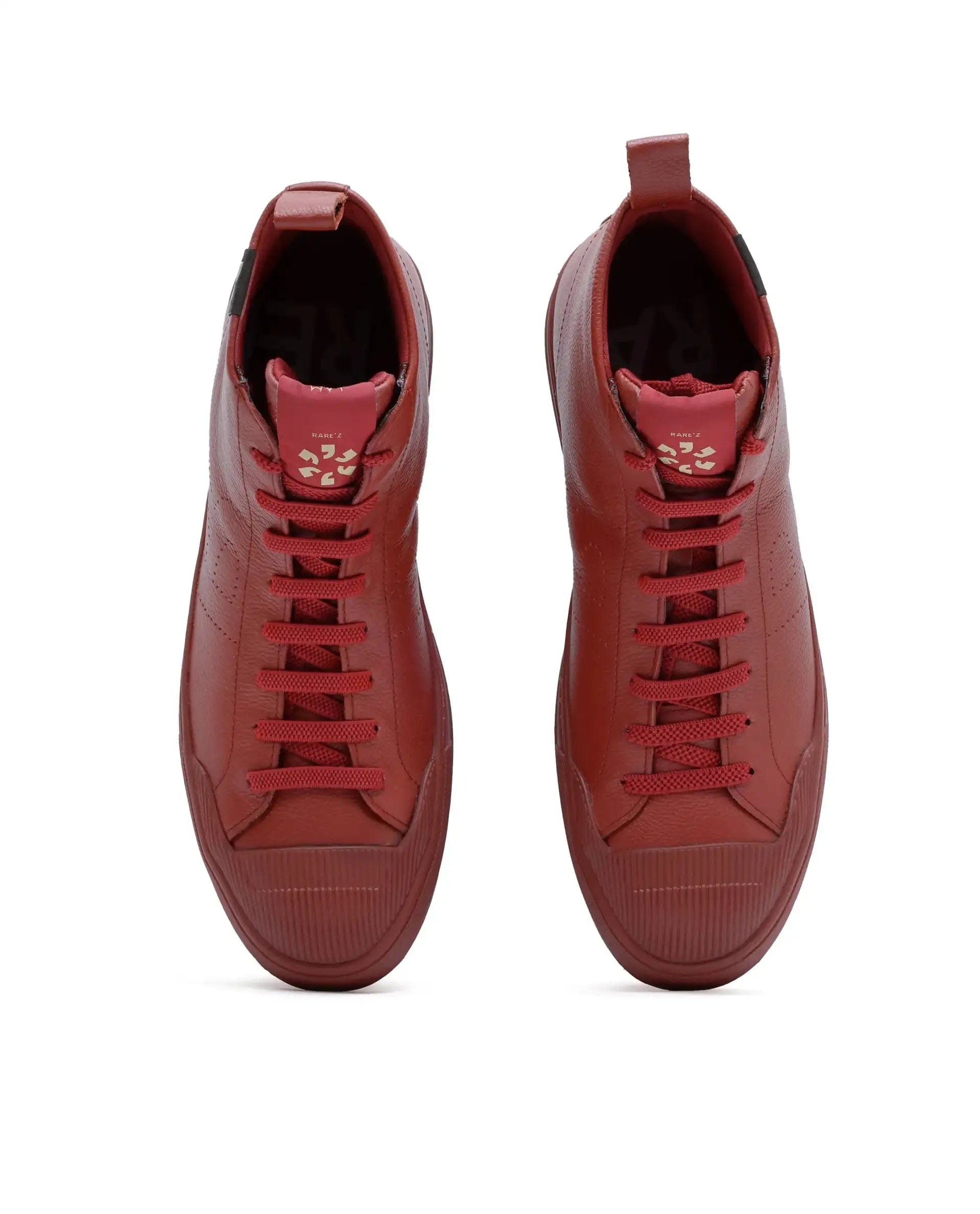 RAREZ Rare Rabbit Men's Sauron Hi Pro Red Leather Lace - Up Closure Sneaker