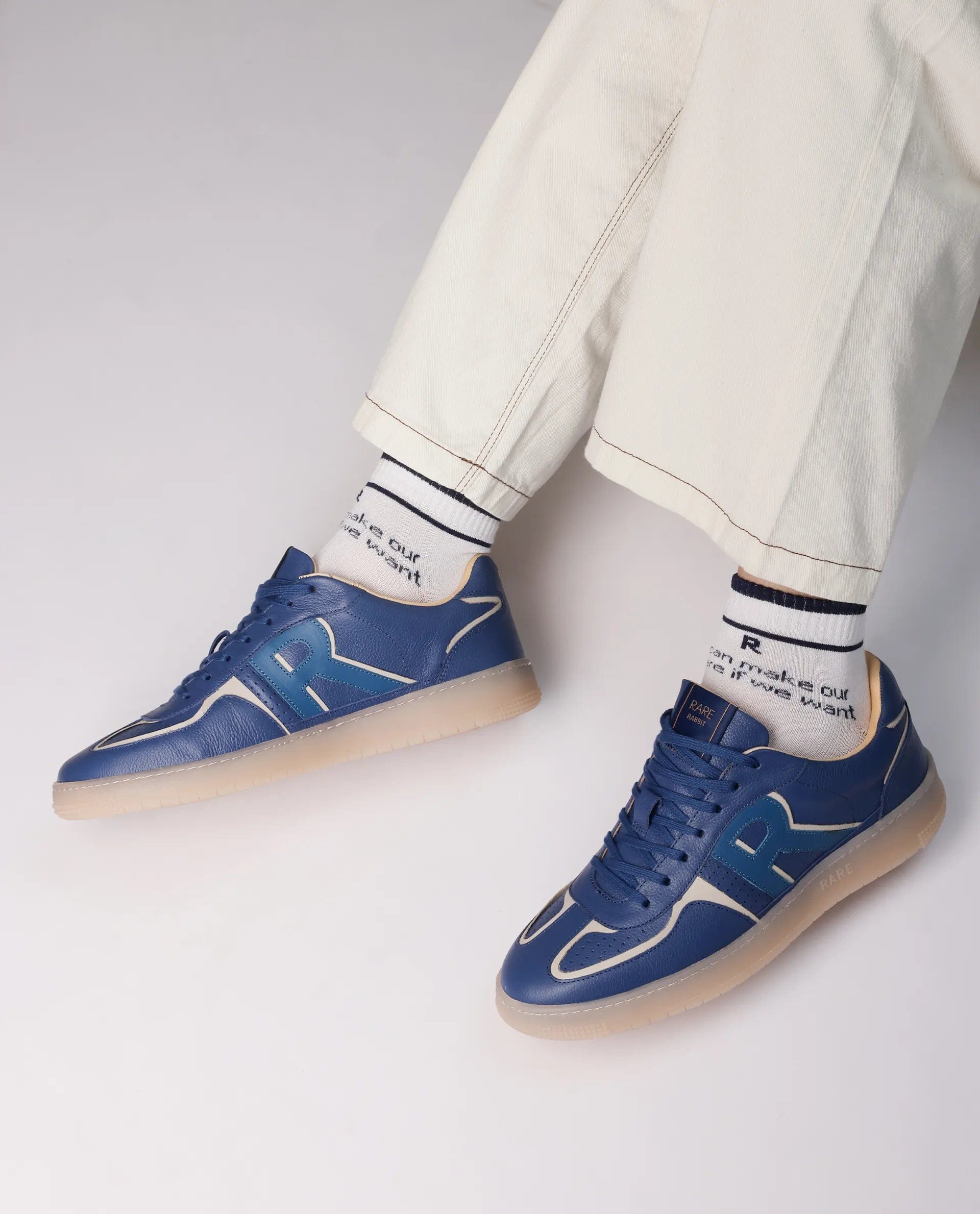 RAREZ Rare Rabbit Men Ascend Navy Dual Tone Genuine Leather Lace - Up Low Top Sneaker Shoes
