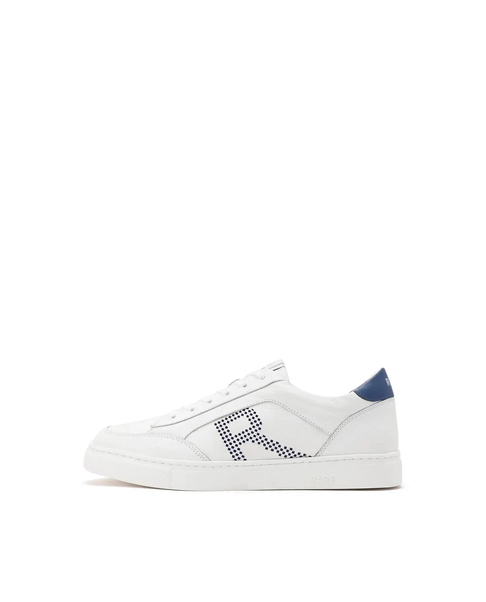 RAREZ Rare Rabbit Men Vortex White Low - Top Genuine Leather Lazer Lace - Up Sneaker Shoes