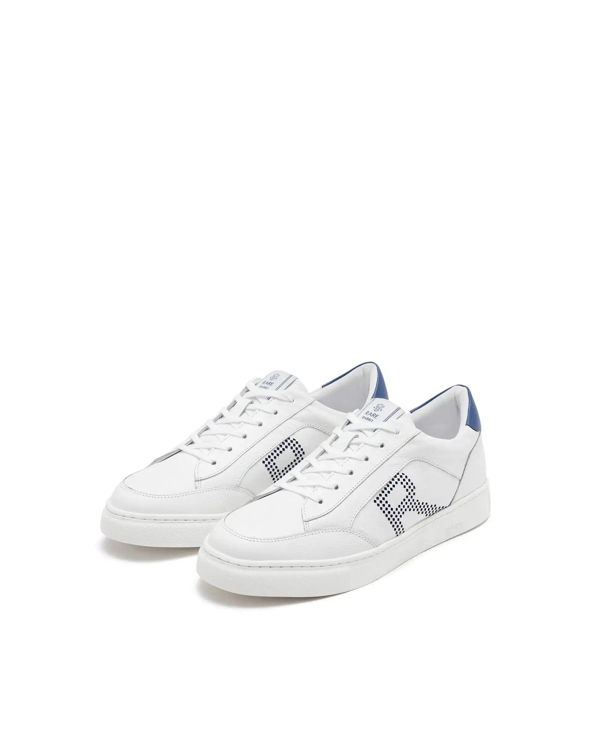 RAREZ Rare Rabbit Men Vortex White Low - Top Genuine Leather Lazer Lace - Up Sneaker Shoes