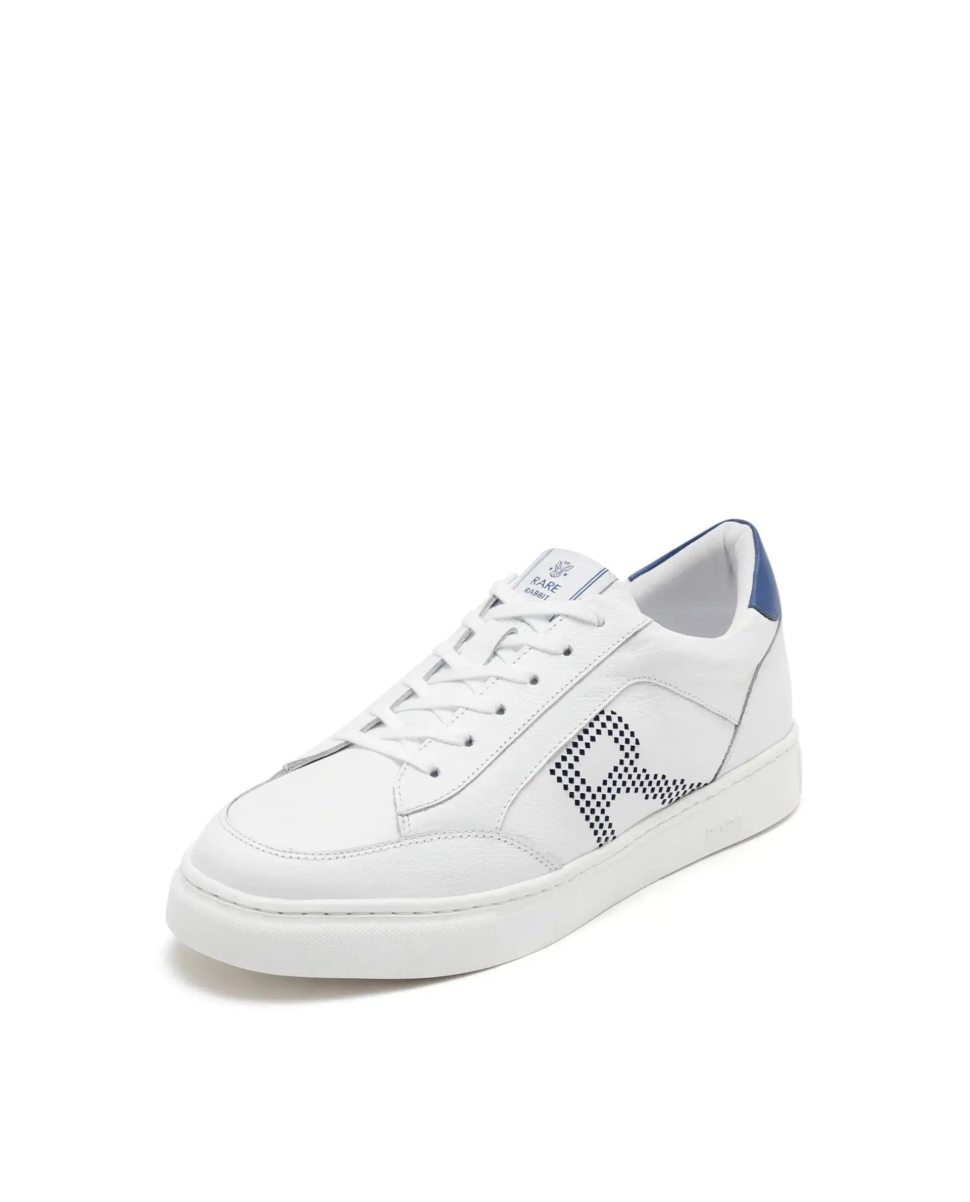 RAREZ Rare Rabbit Men Vortex White Low - Top Genuine Leather Lazer Lace - Up Sneaker Shoes