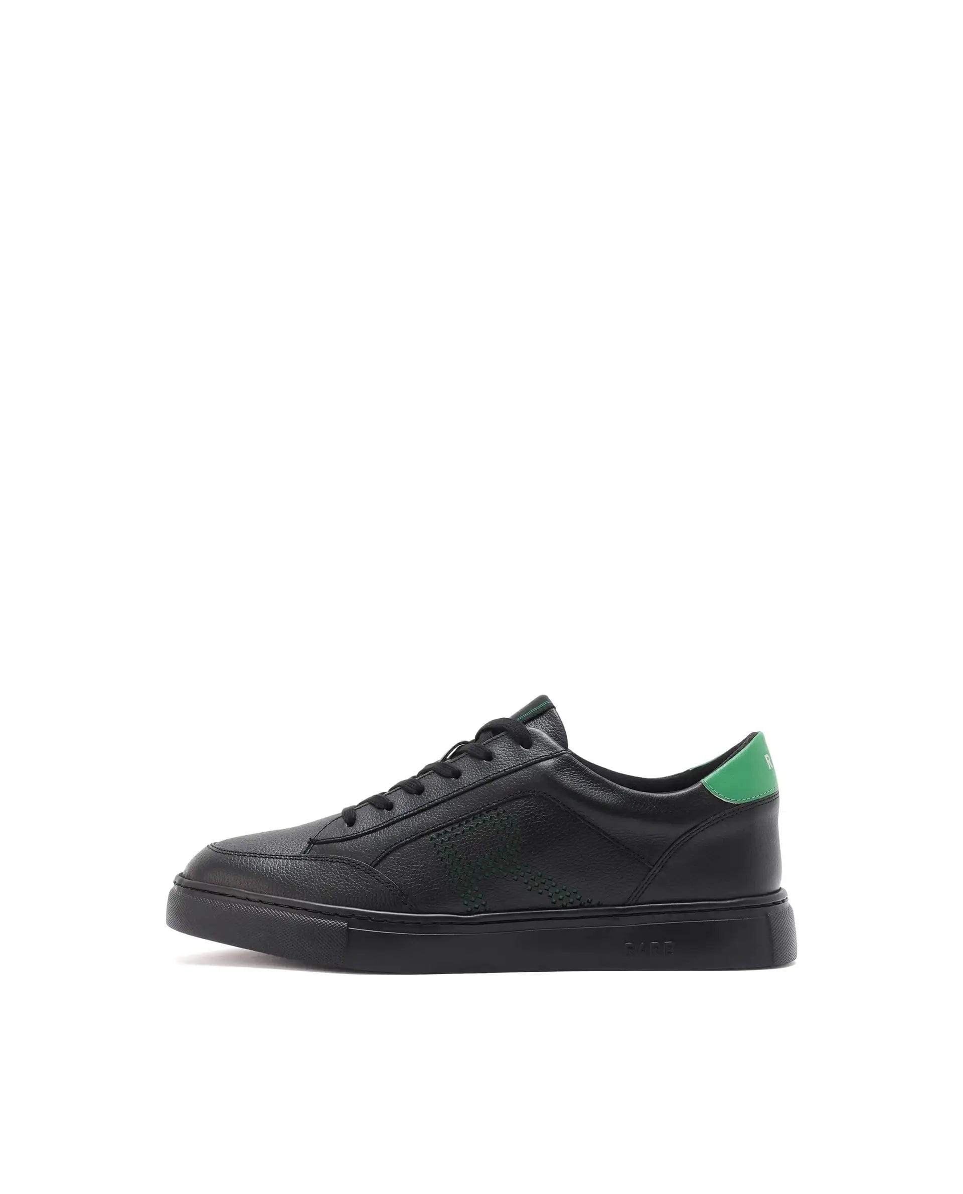 RAREZ Rare Rabbit Men Vortex Black Low - Top Genuine Leather Lazer Lace - Up Sneaker Shoes