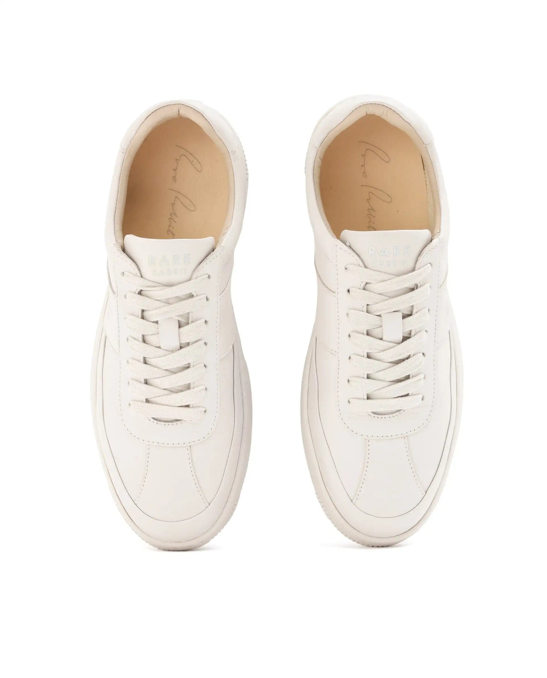 RAREZ Rare Rabbit Men's Stellara Light Ivory Leather Low - Top Lace - Up Sneaker Shoes