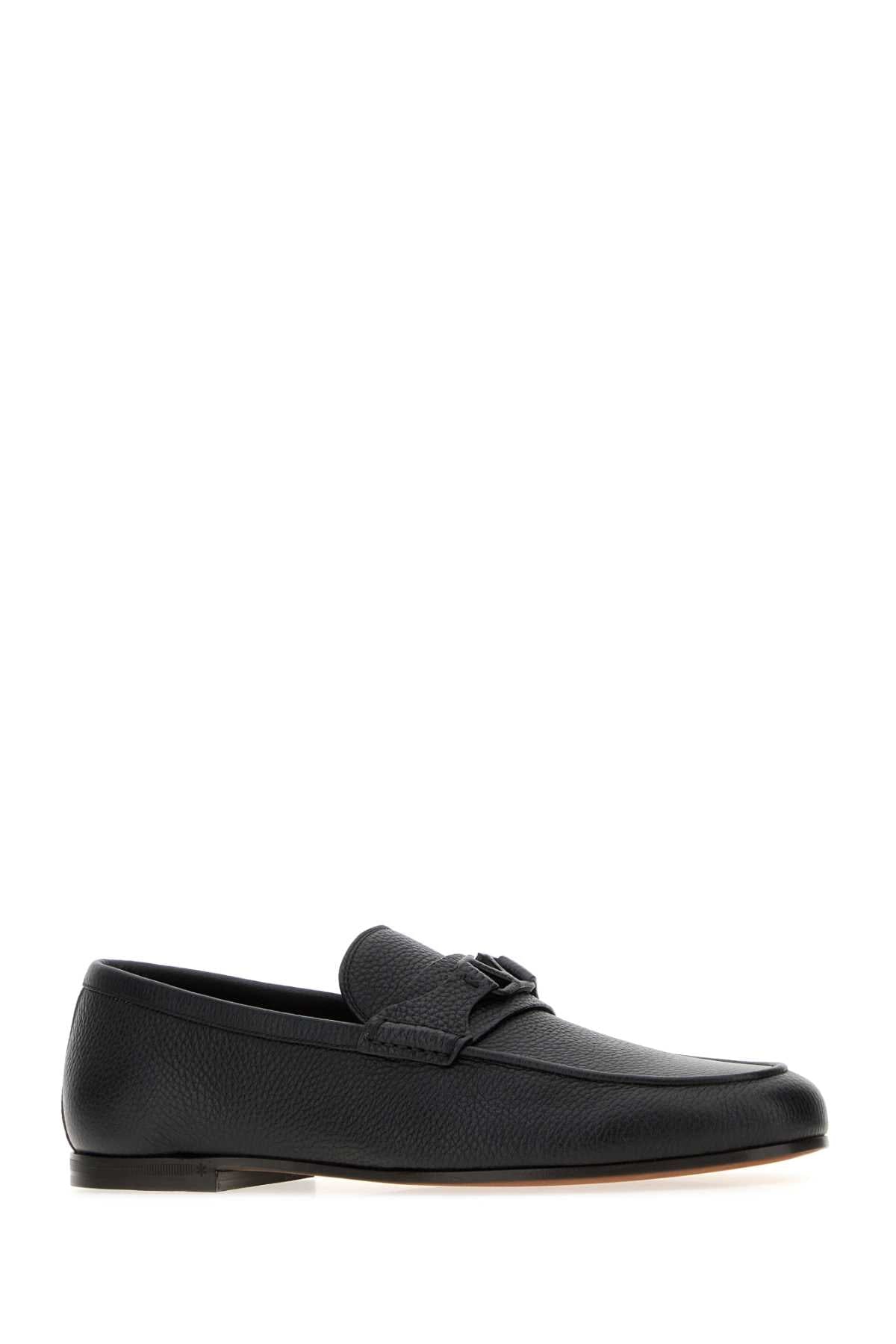 Valentino Garavani Pebbled Leather Loafer — Black
