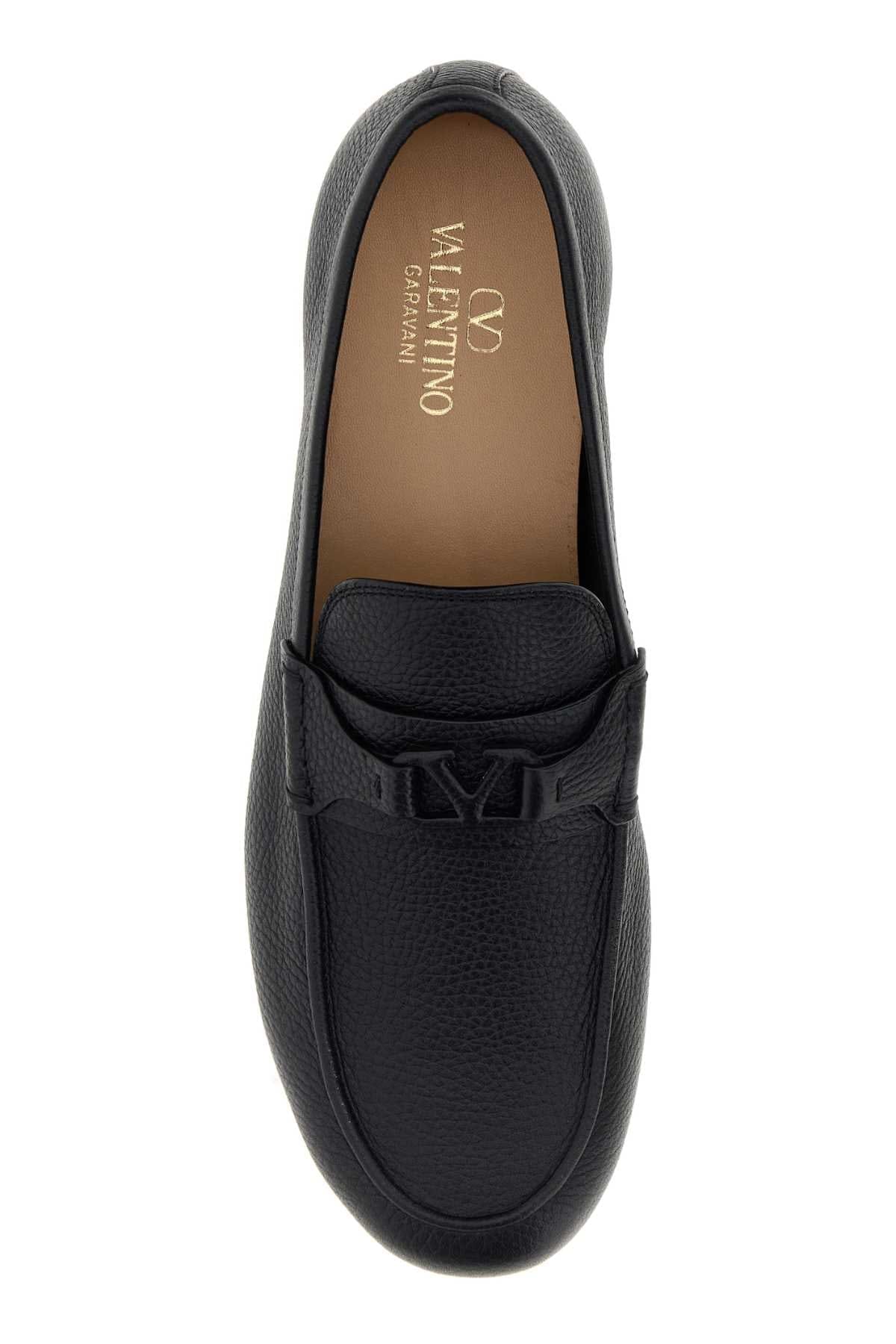 Valentino Garavani Pebbled Leather Loafer — Black