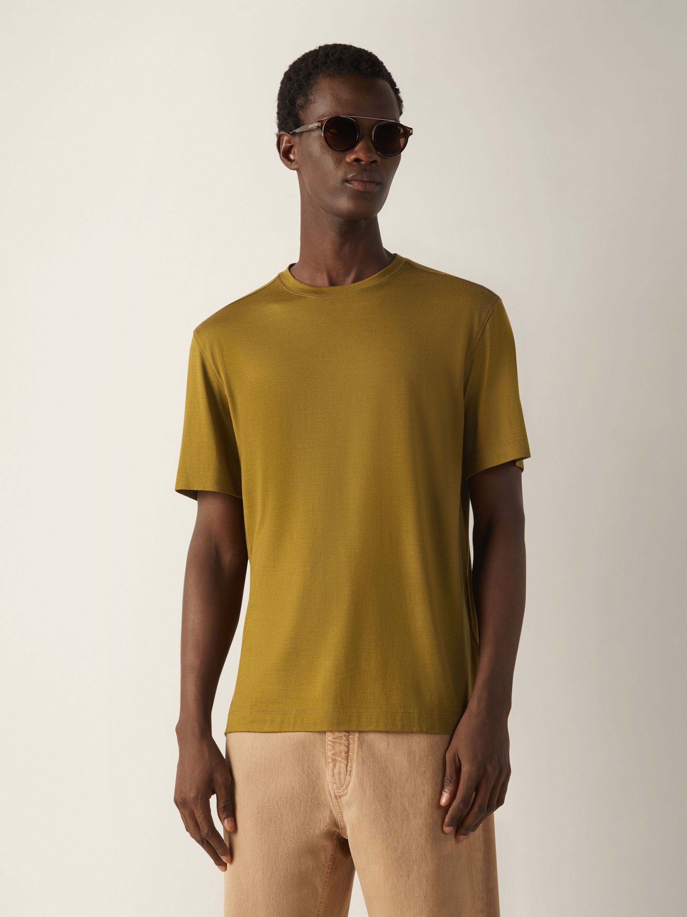 Zegna Olive Green Vellus Aureum T - Shirt