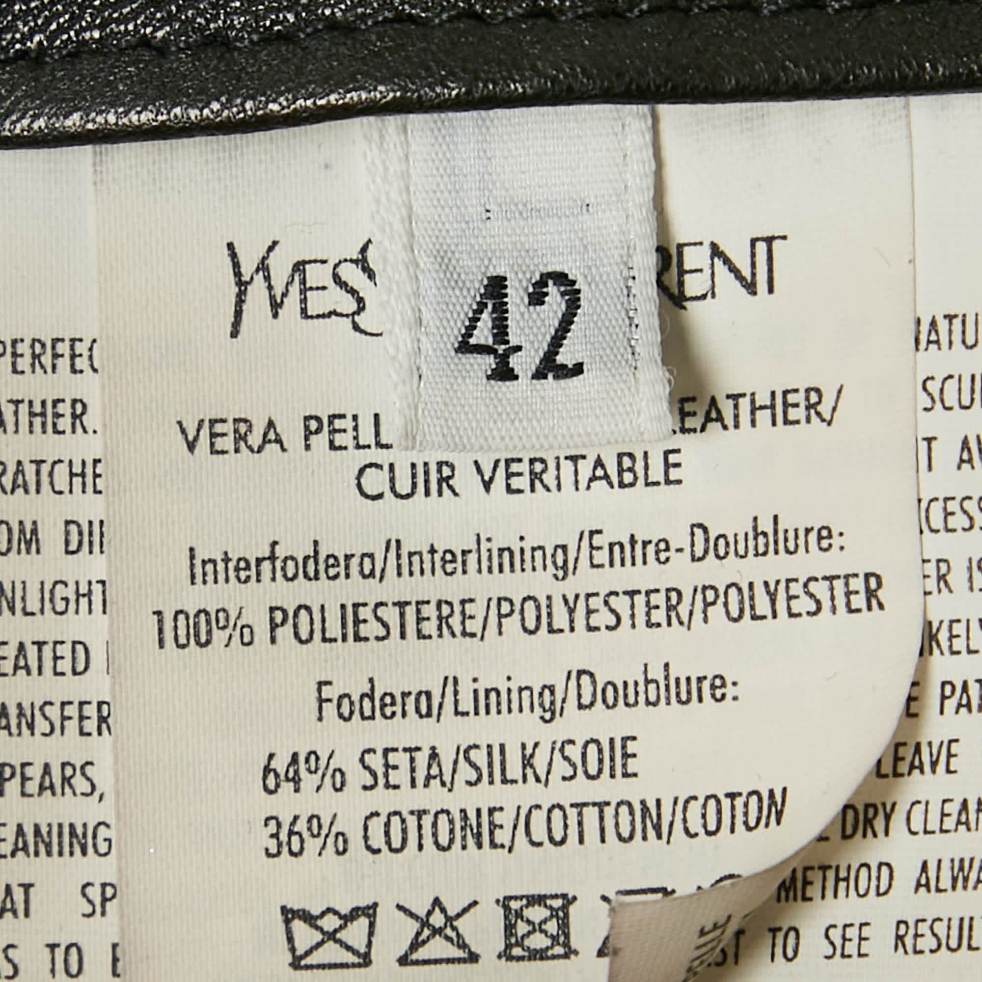 Yves Saint Laurent Brown/black Leather Zip - Up Jacket