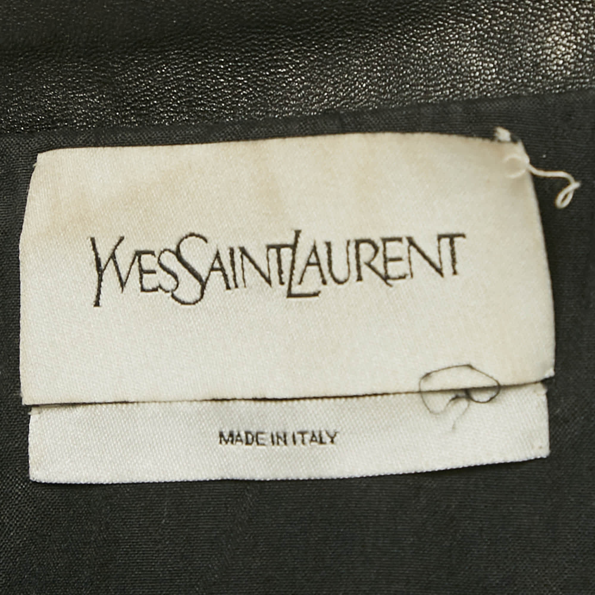 Yves Saint Laurent Brown/black Leather Zip - Up Jacket