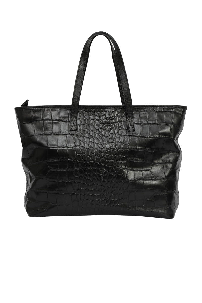 Roberto Cavalli Croc - Effect Black Tote Bag
