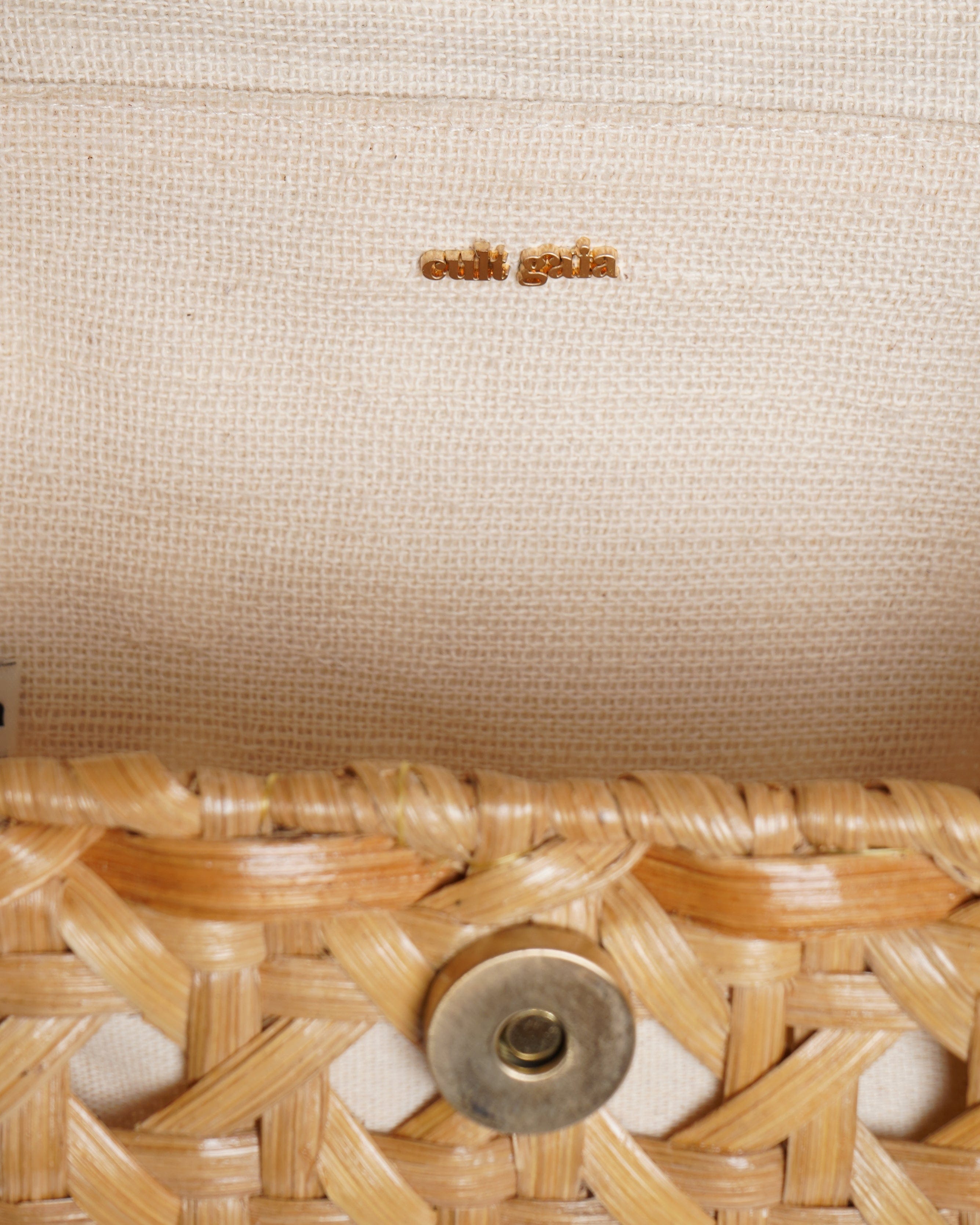 Cult Gaia Sybil Flap Over Rattan Woven Handbag
