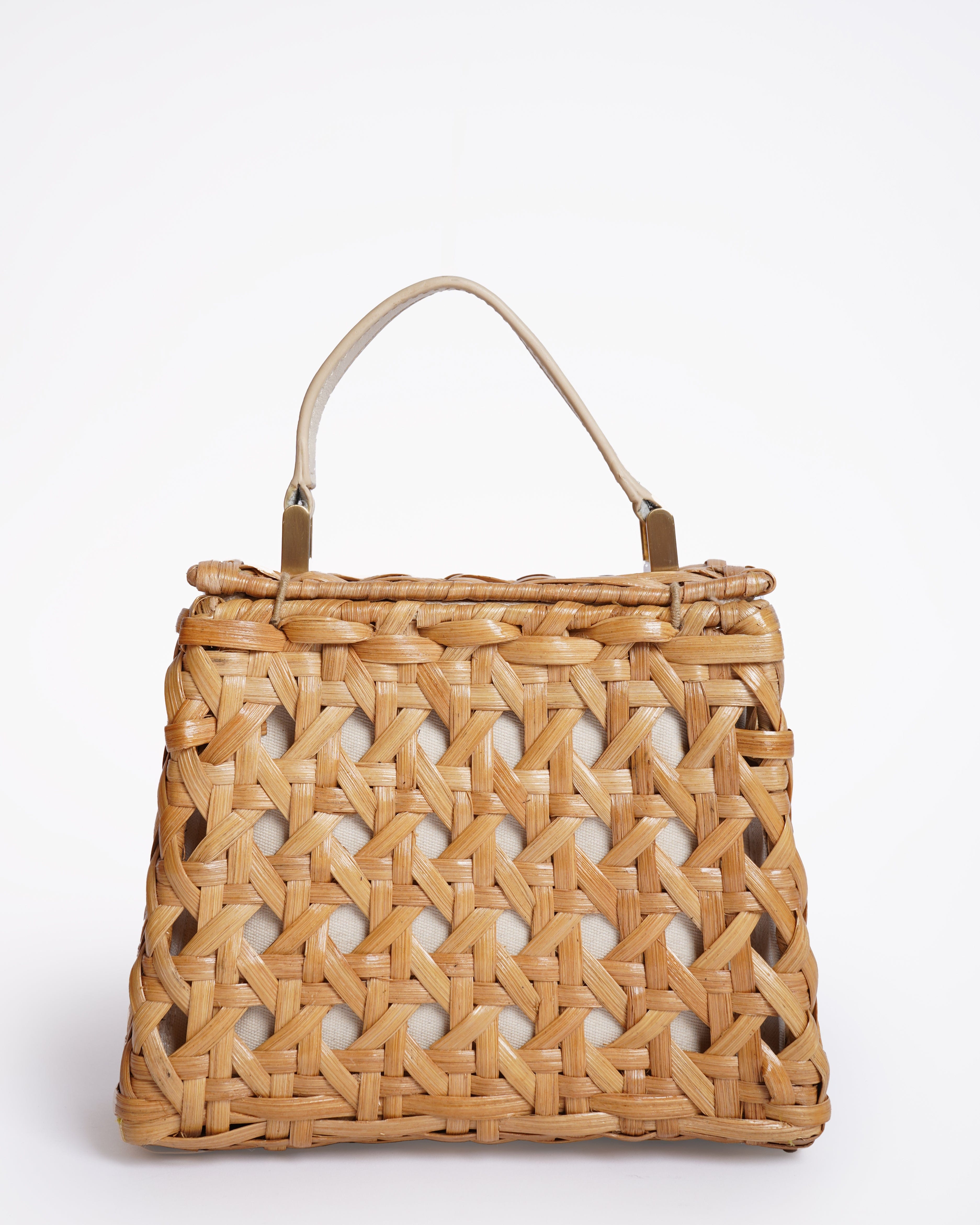 Cult Gaia Sybil Flap Over Rattan Woven Handbag