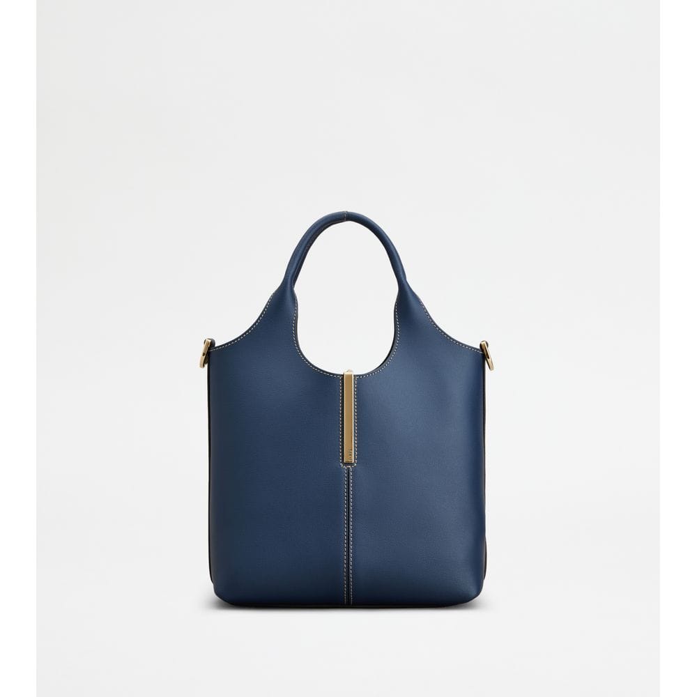 Tod's Tods Tote Shopping Bag In Leather Mini Blue