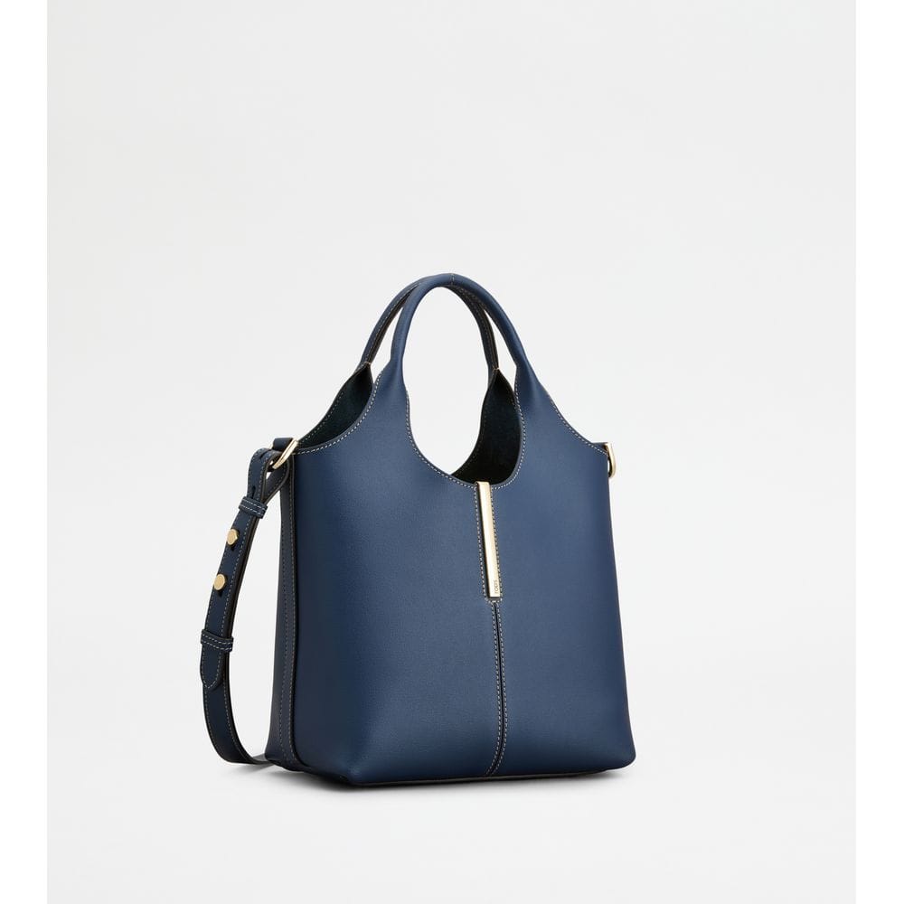 Tod's Tods Tote Shopping Bag In Leather Mini Blue