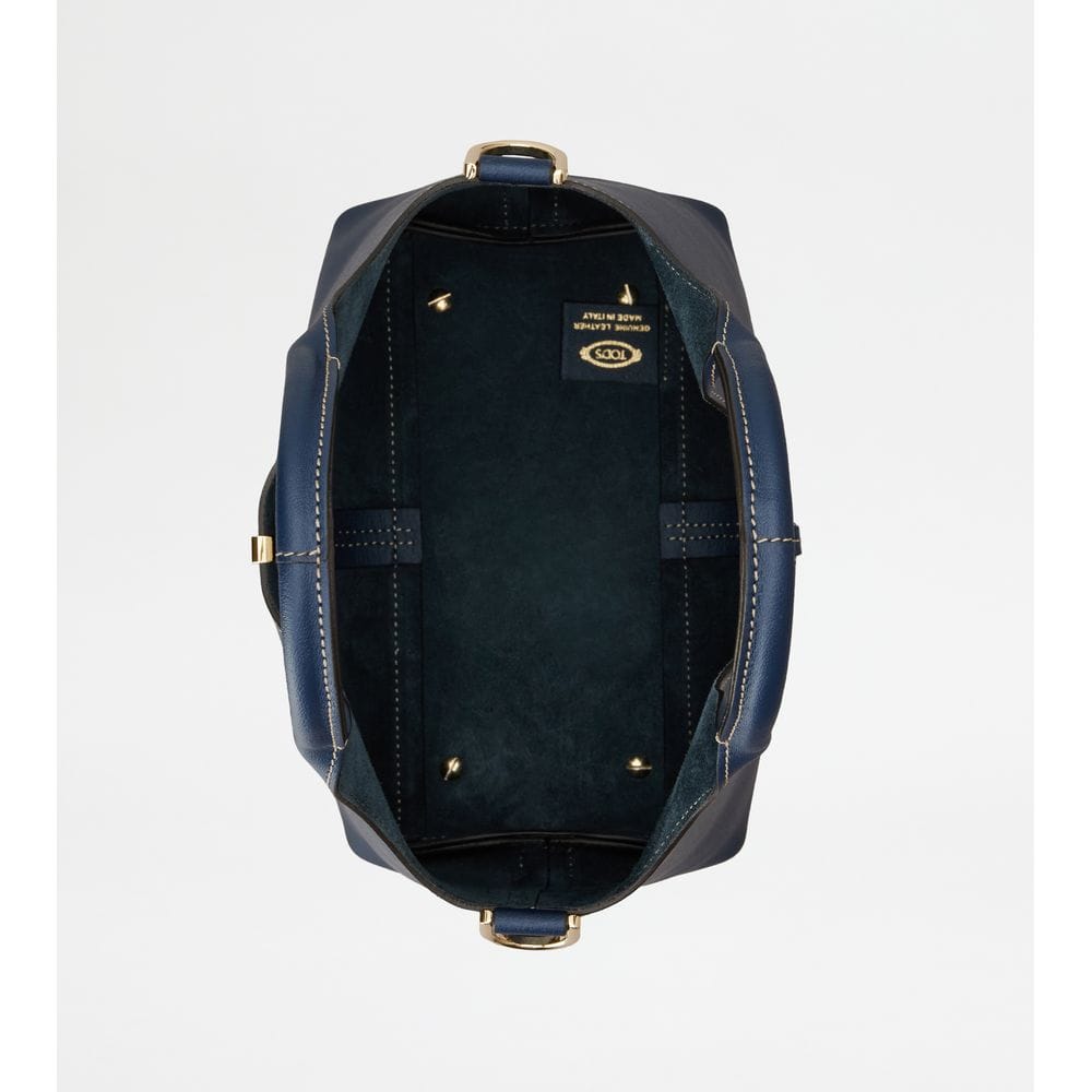 Tod's Tods Tote Shopping Bag In Leather Mini Blue