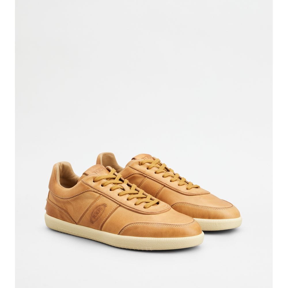Tod's Tods Tabs Sneakers In Leather Brown Mens