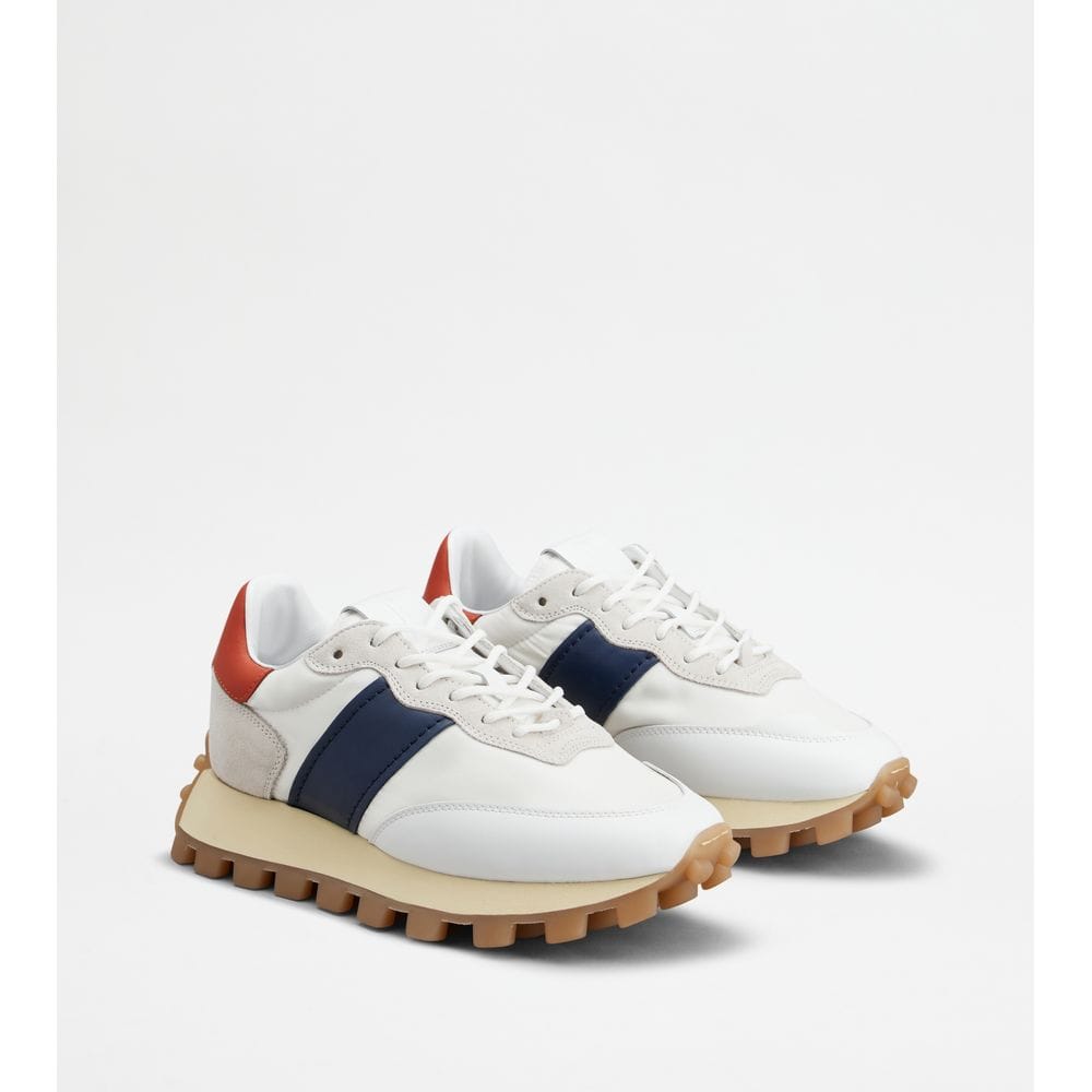 Tod's Tods Sneakers Tods 1T In Leather And Fabric White Blue Orange Womens
