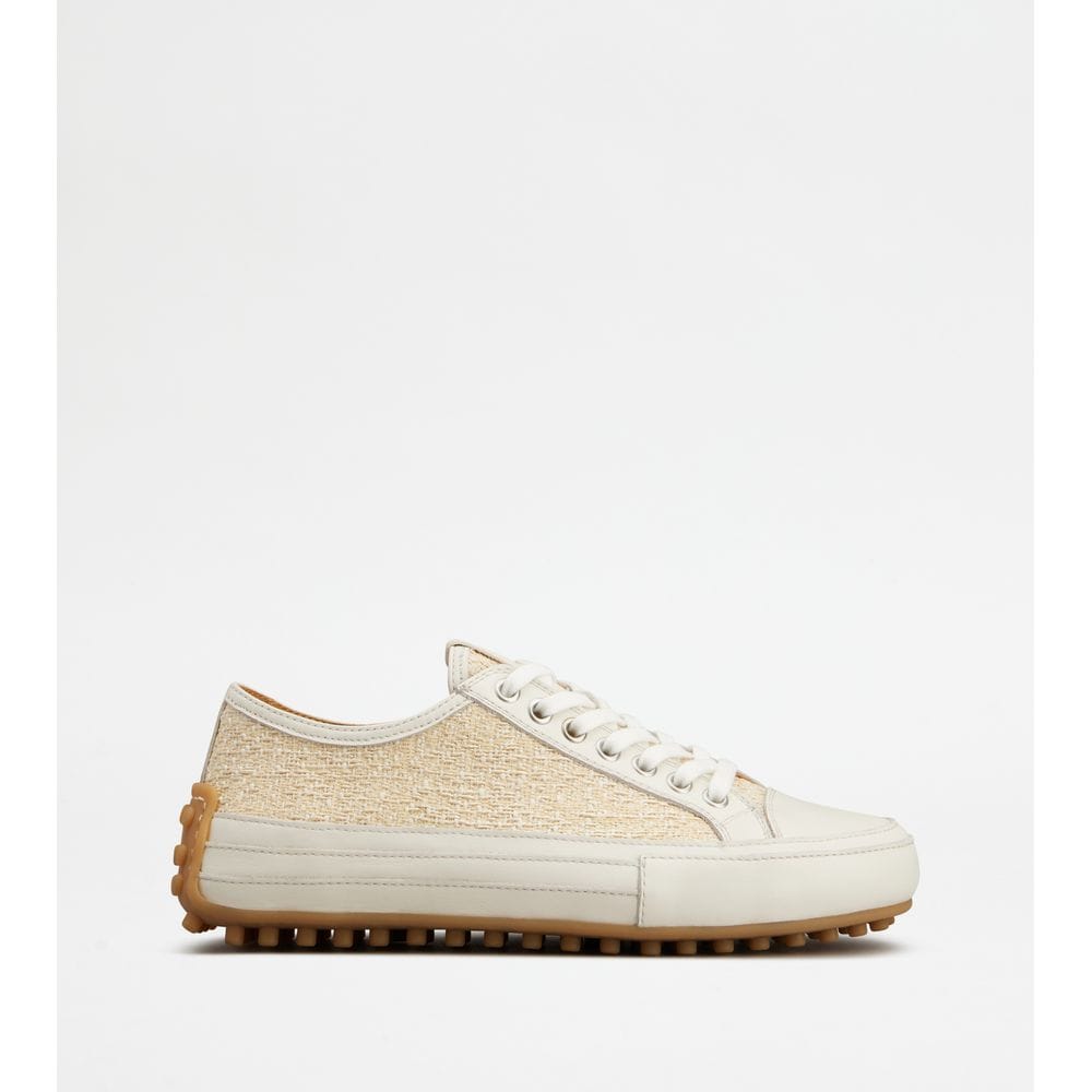 Tod's Tods Sneakers In Fabric And Leather White Beige Womens