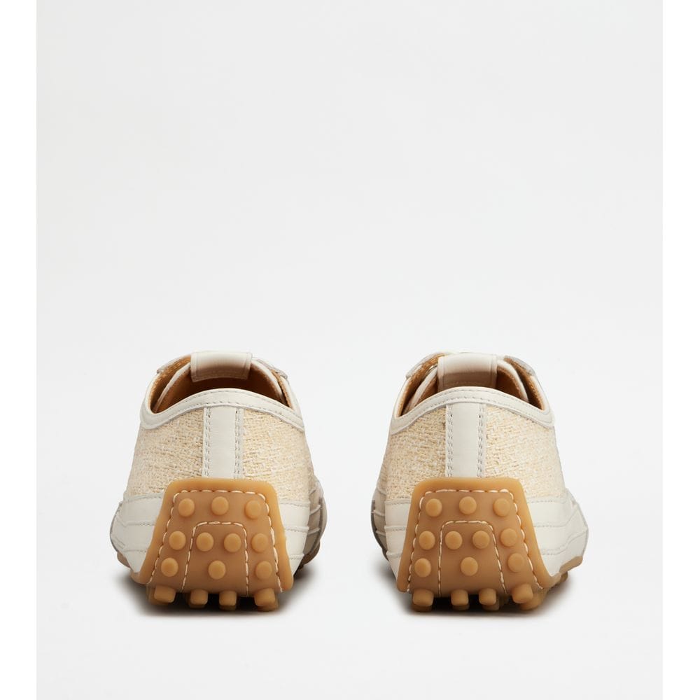 Tod's Tods Sneakers In Fabric And Leather White Beige Womens