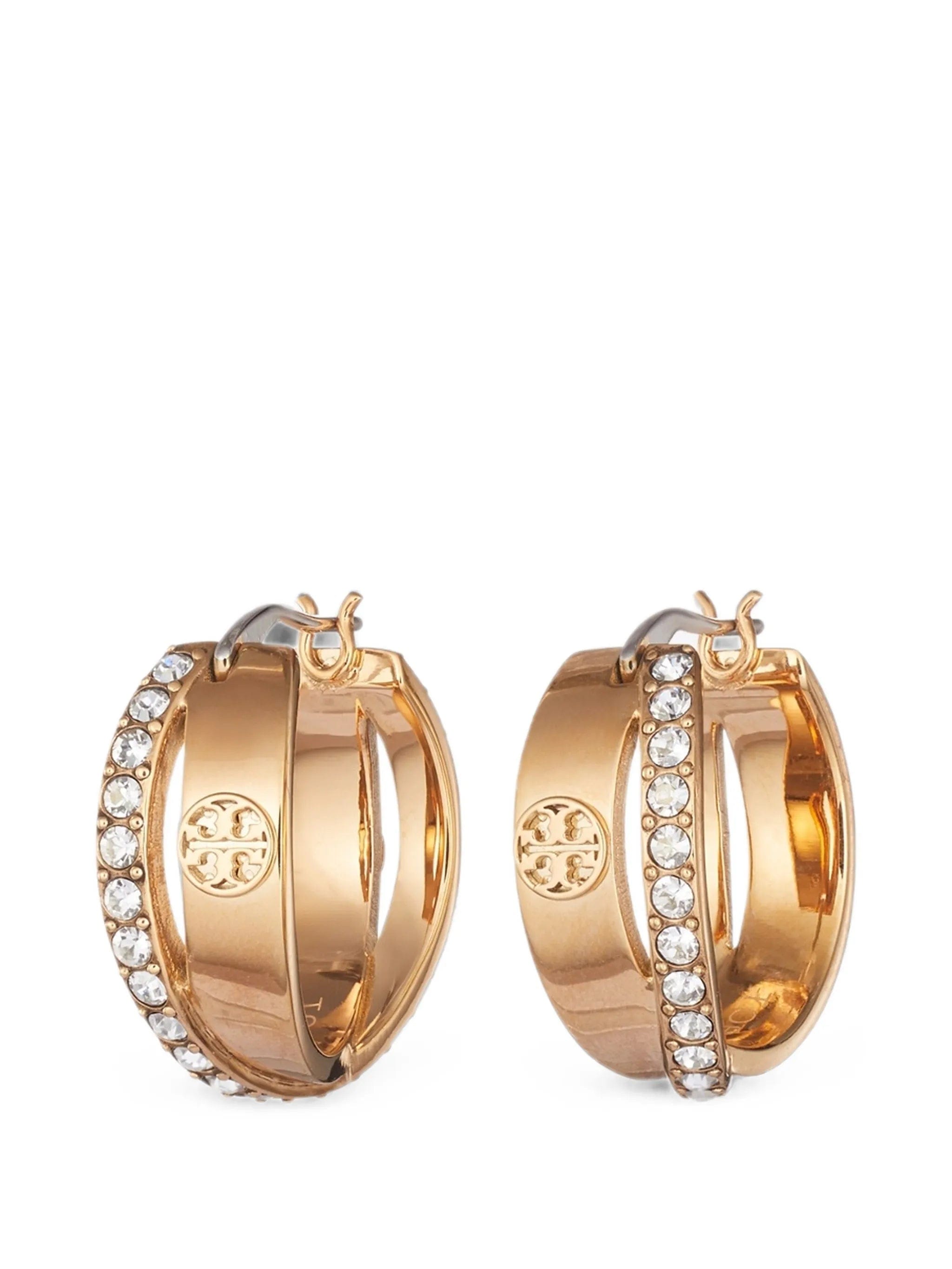 Tory Burch Icon Pavé double hoop earrings