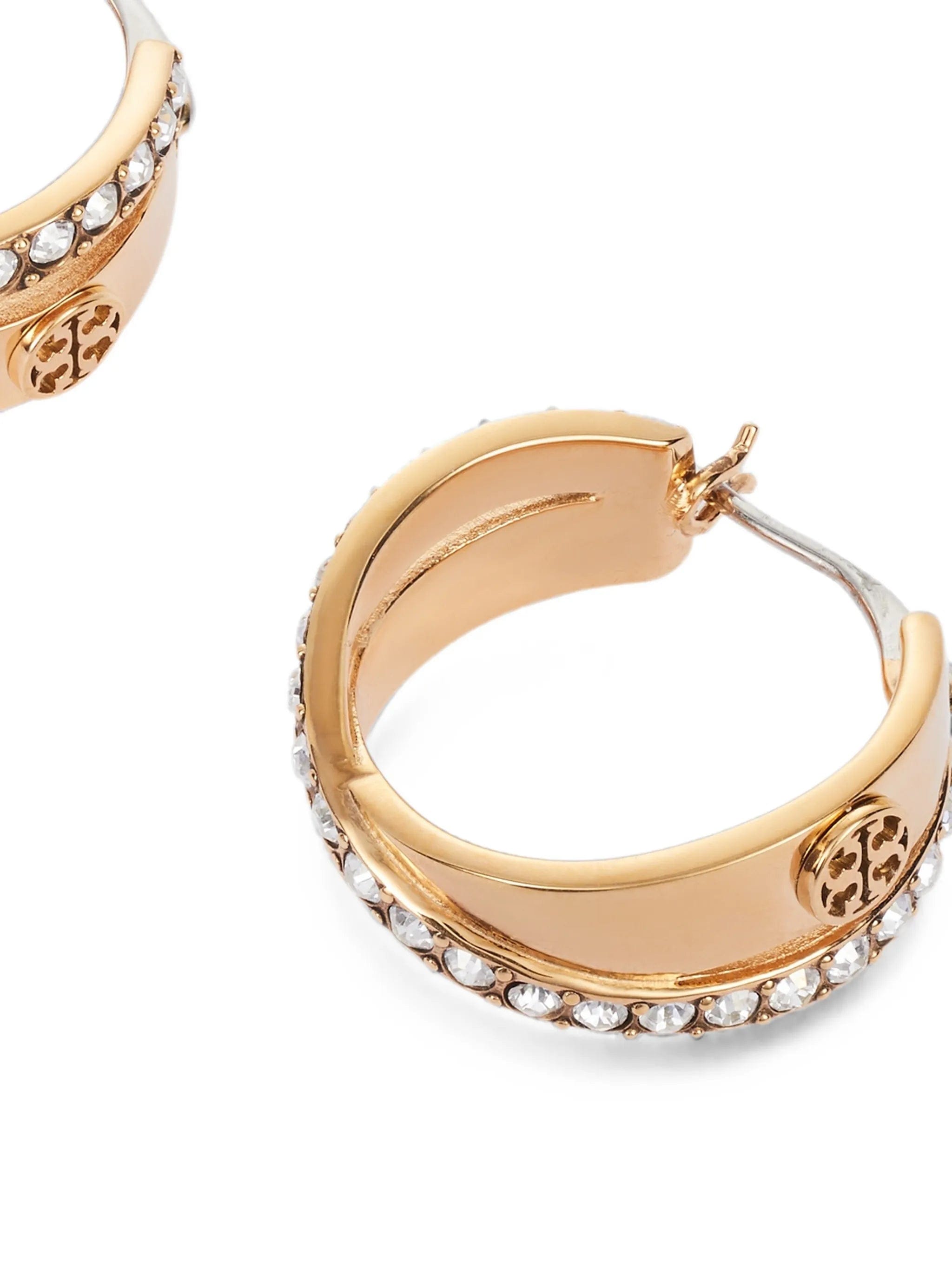 Tory Burch Icon Pavé double hoop earrings