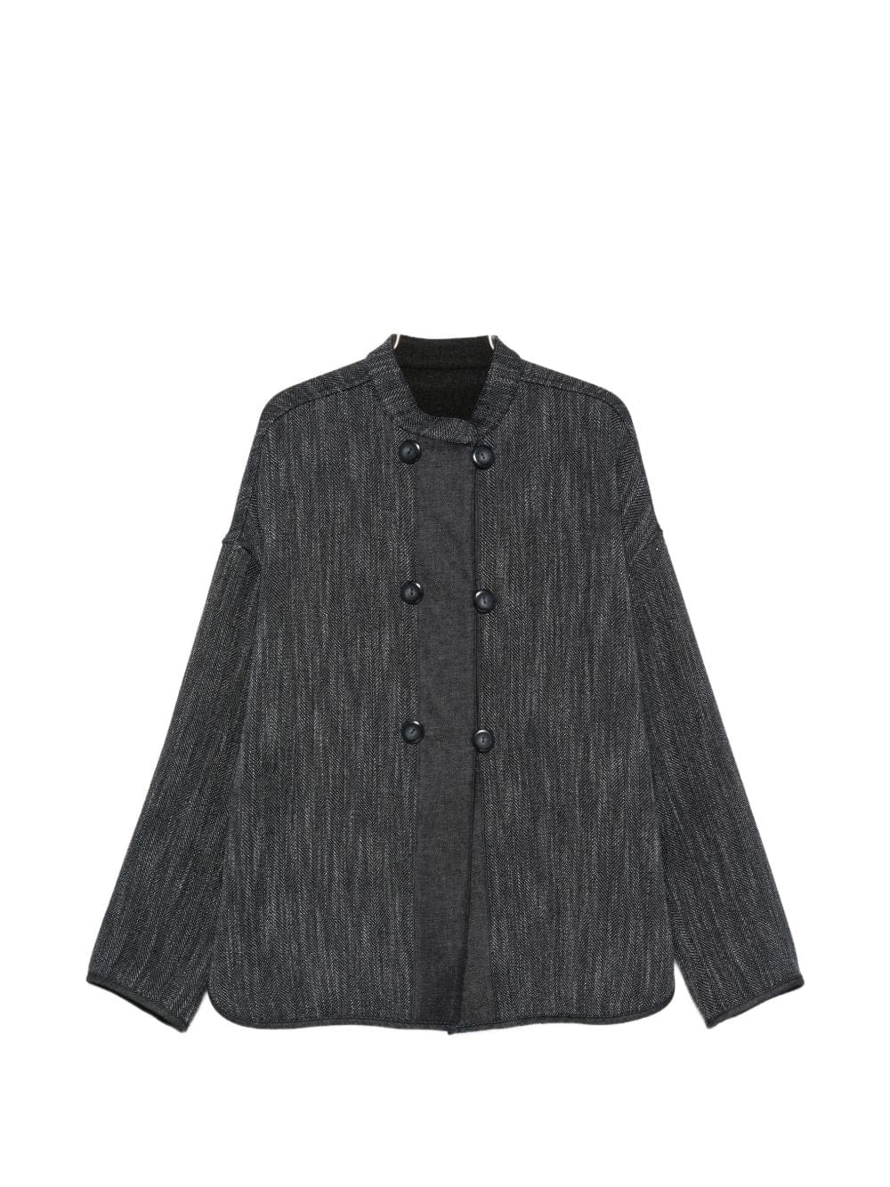 Emporio Armani Herringbone Double - Breasted Jacket — Charcoal
