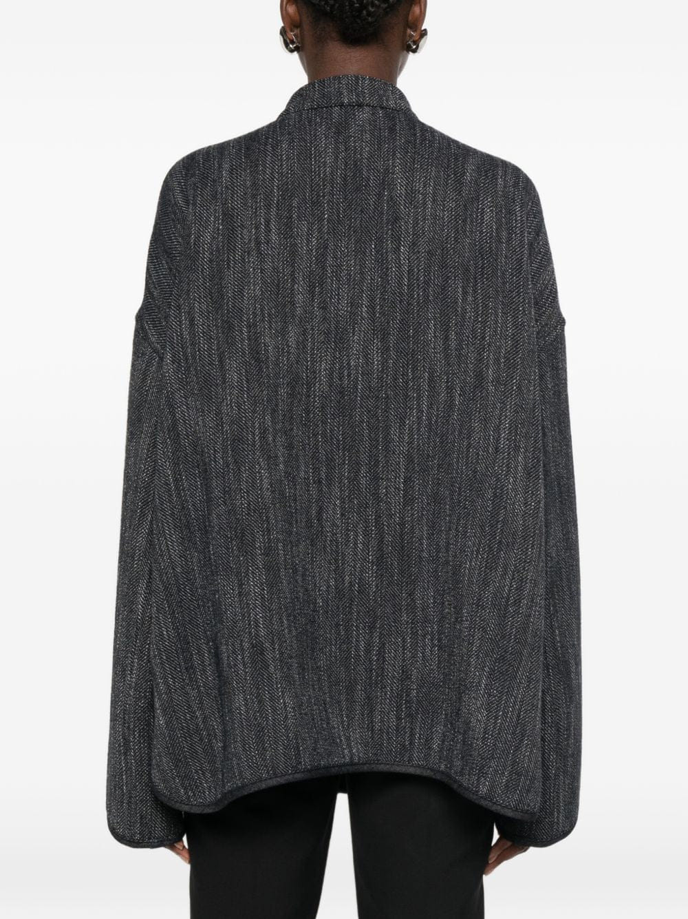 Emporio Armani Herringbone Double - Breasted Jacket — Charcoal