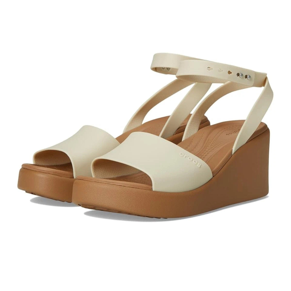 Crocs Brooklyn 209406 - 0OB Sandal Womens Sandstone Ankle Strap Wedges ZOGG2961