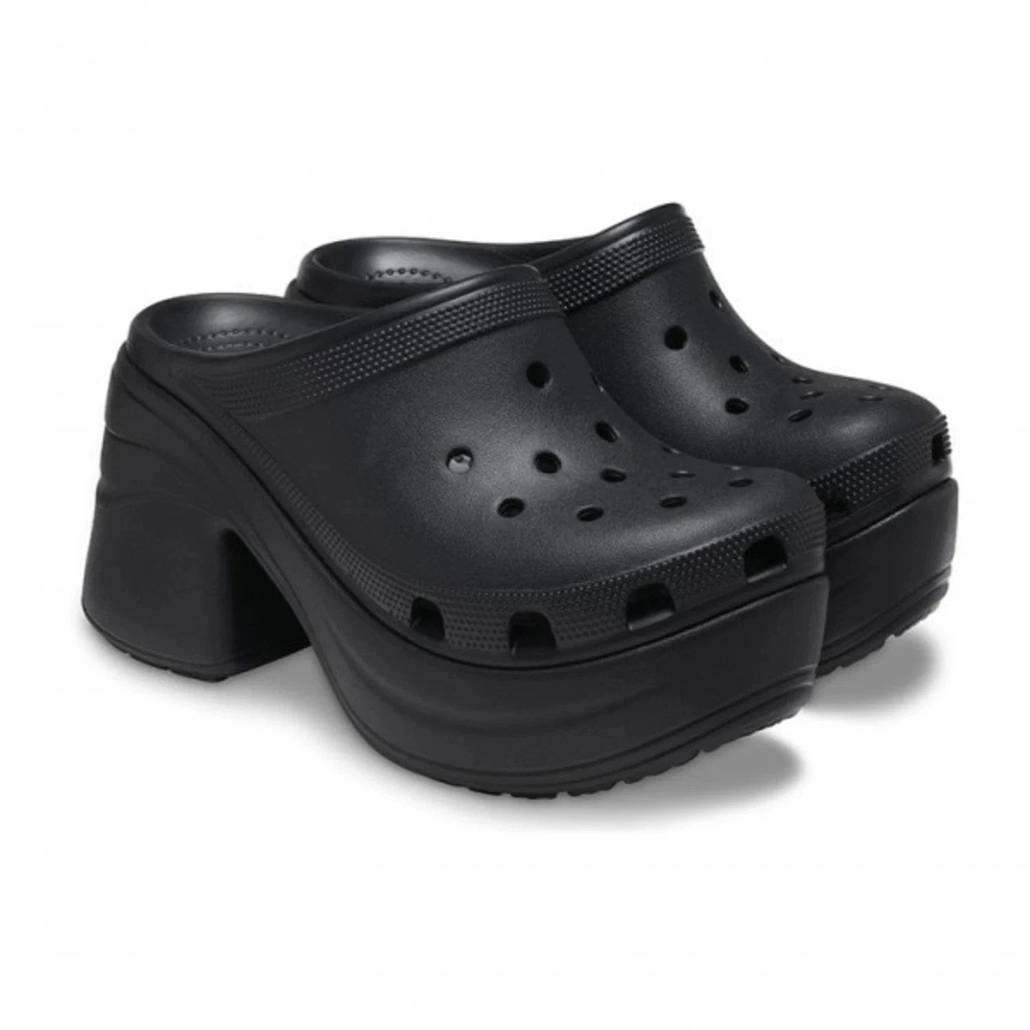 Crocs Siren 208547 - 001 Clog Unisex M10/M12 Black Block Heel Casual Shoes GBO2690
