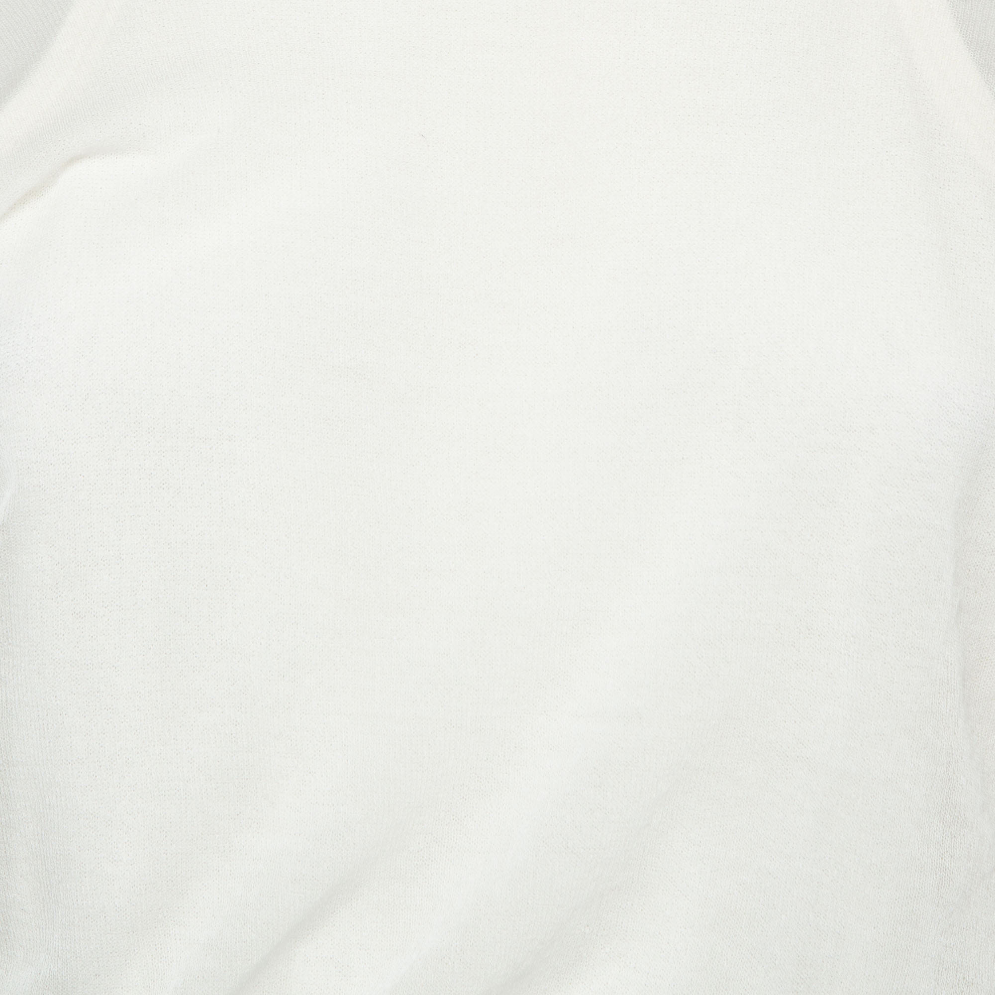 Off - White Cotton Knit Sheer Overlay Top
