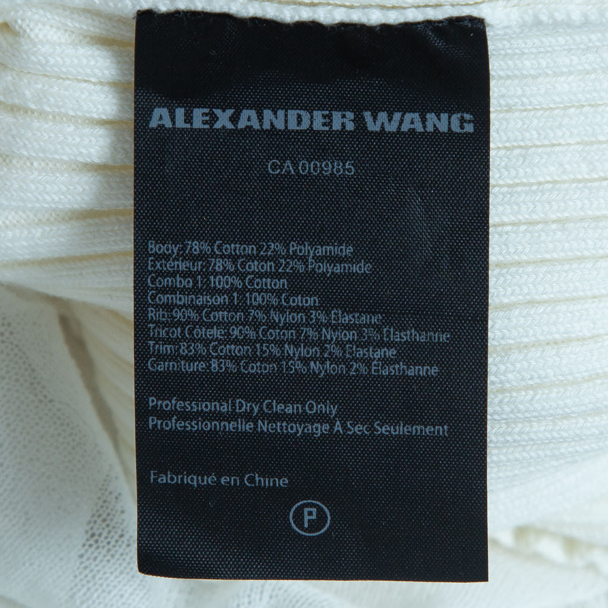 Off - White Cotton Knit Sheer Overlay Top